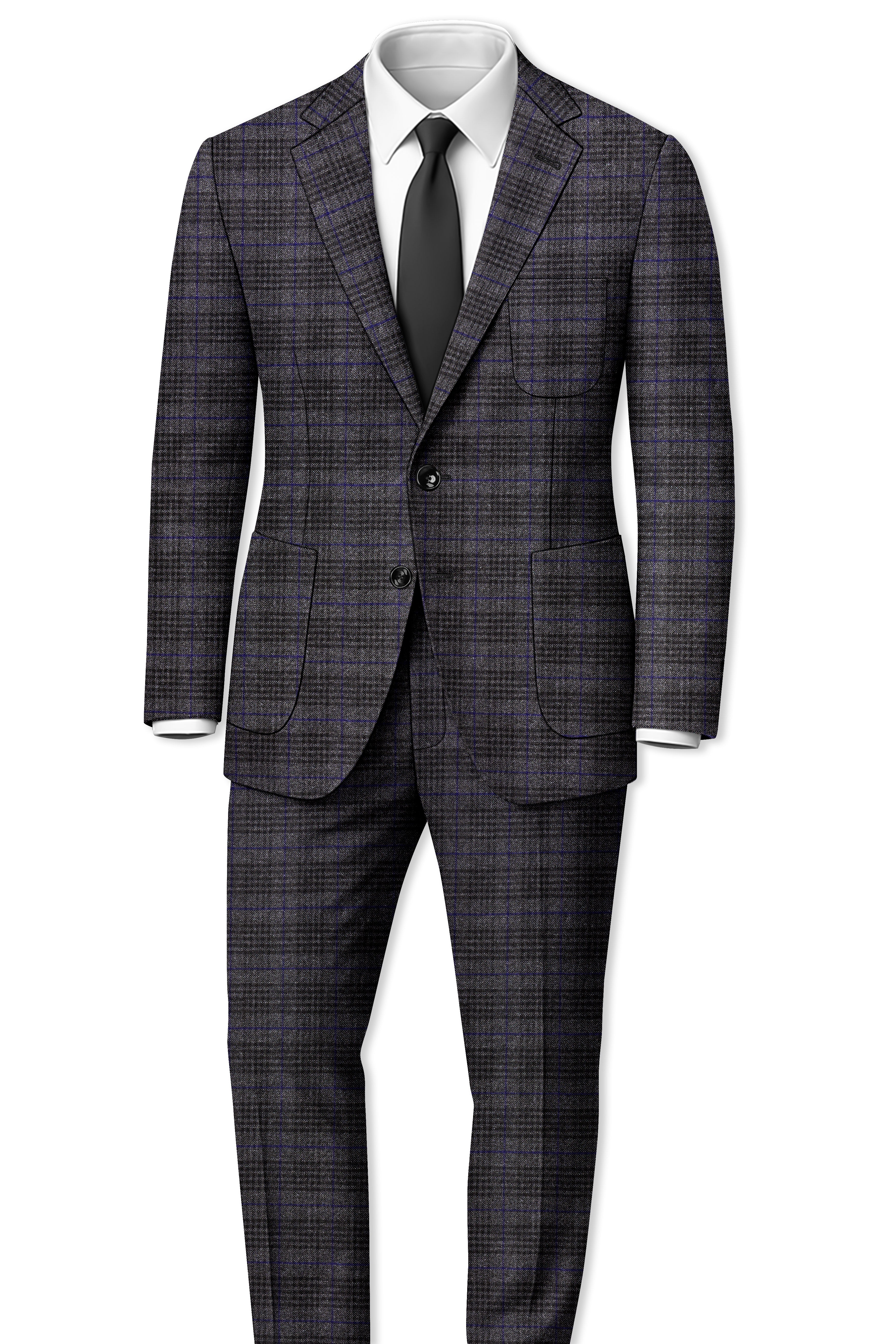 Cinerro-Shark Gray Plaid Tweed Single Breasted Sports Suit