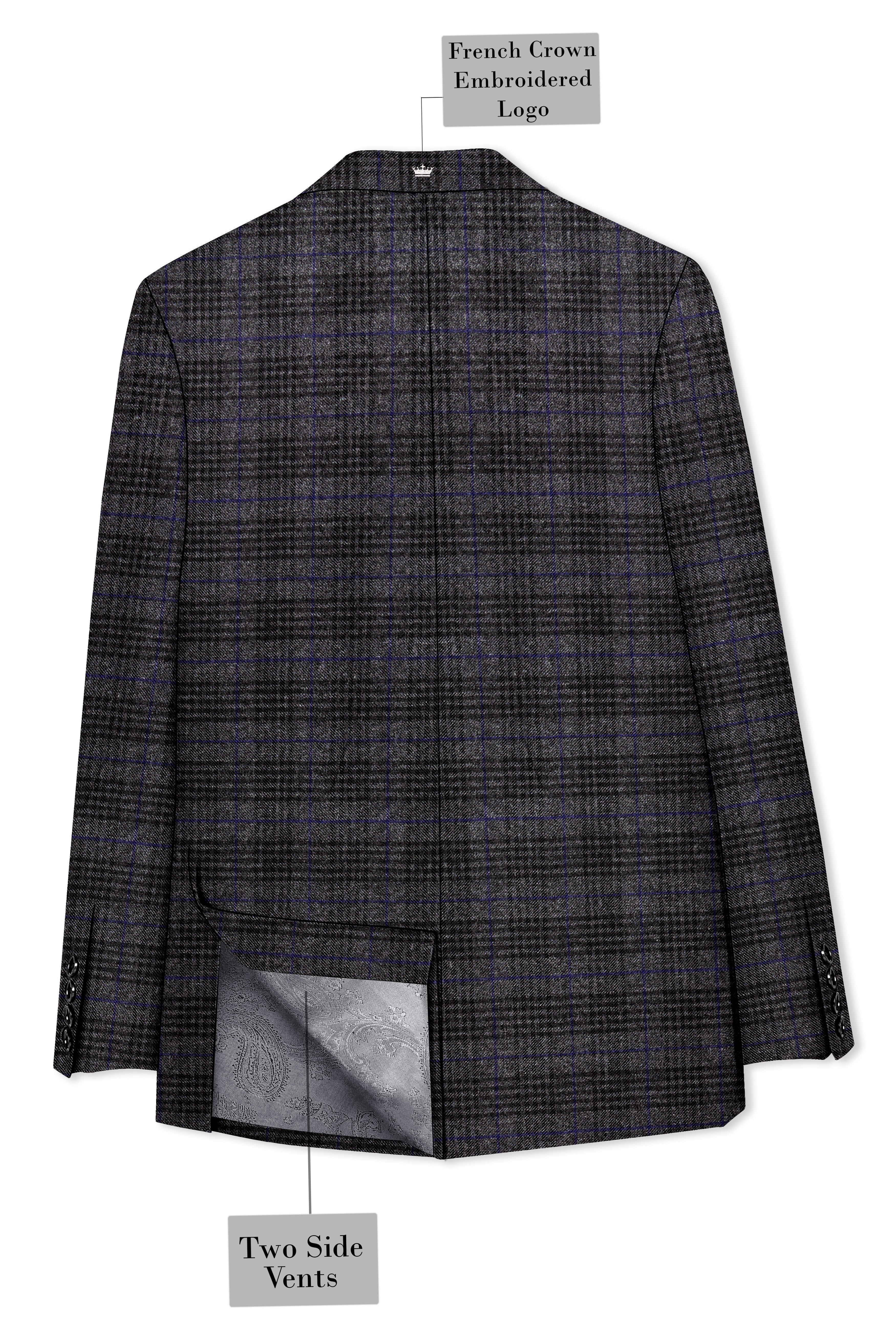 Cinerro-Shark Gray Plaid Tweed Single Breasted Sports Suit