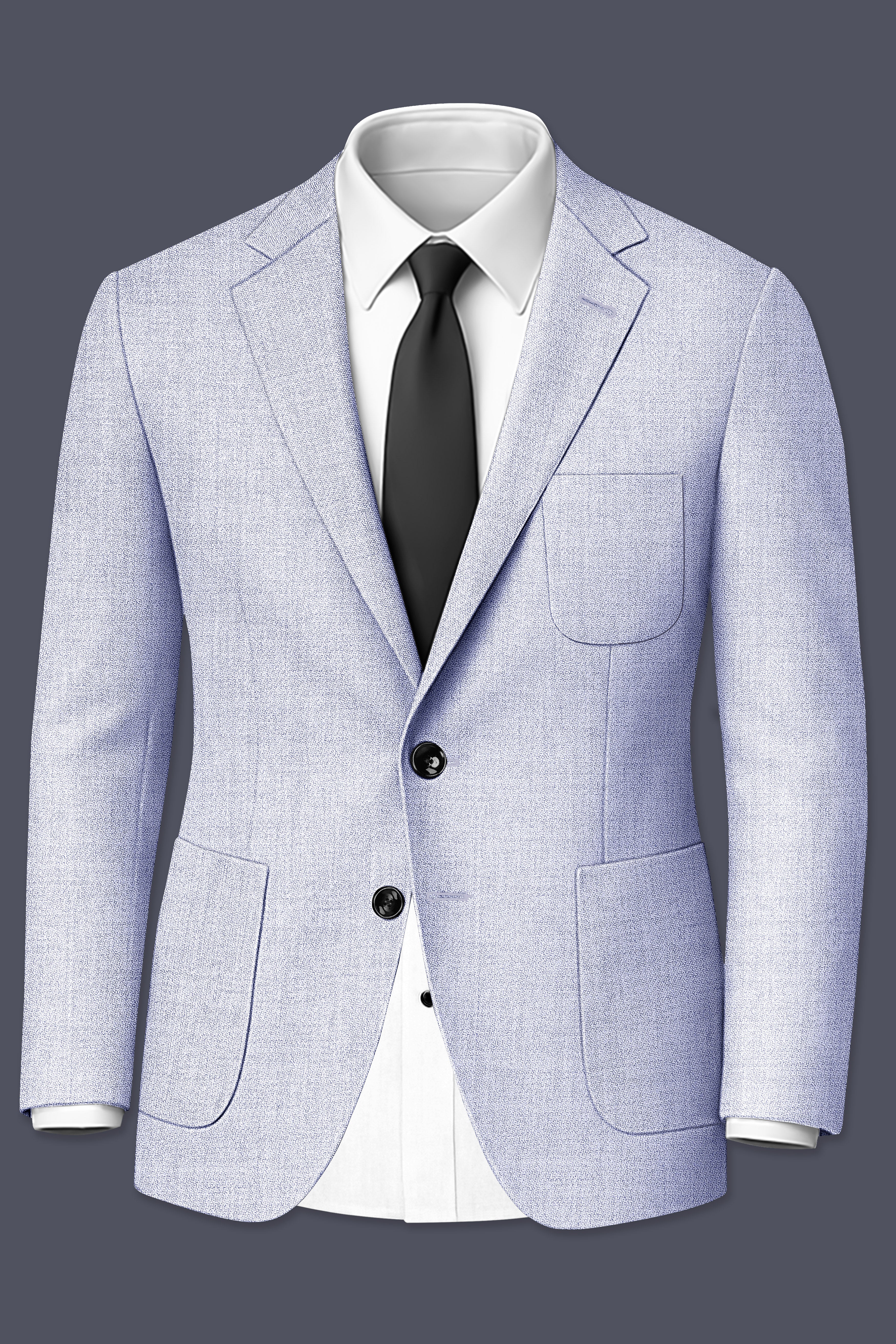 Celestia-Frosted Lilac Blue Textured Tweed Single Breasted Sports Suit
