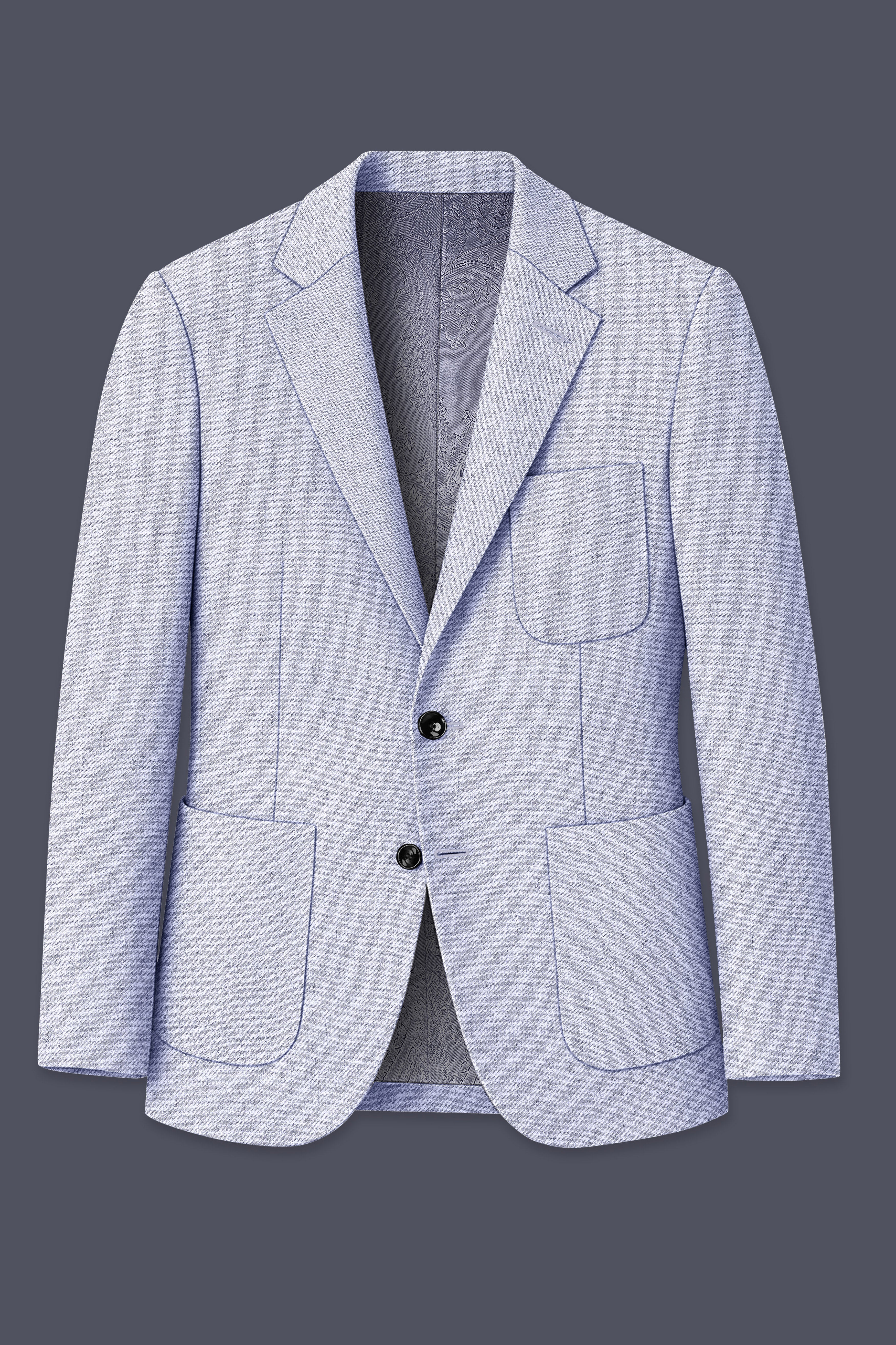 Celestia-Frosted Lilac Blue Textured Tweed Single Breasted Sports Suit