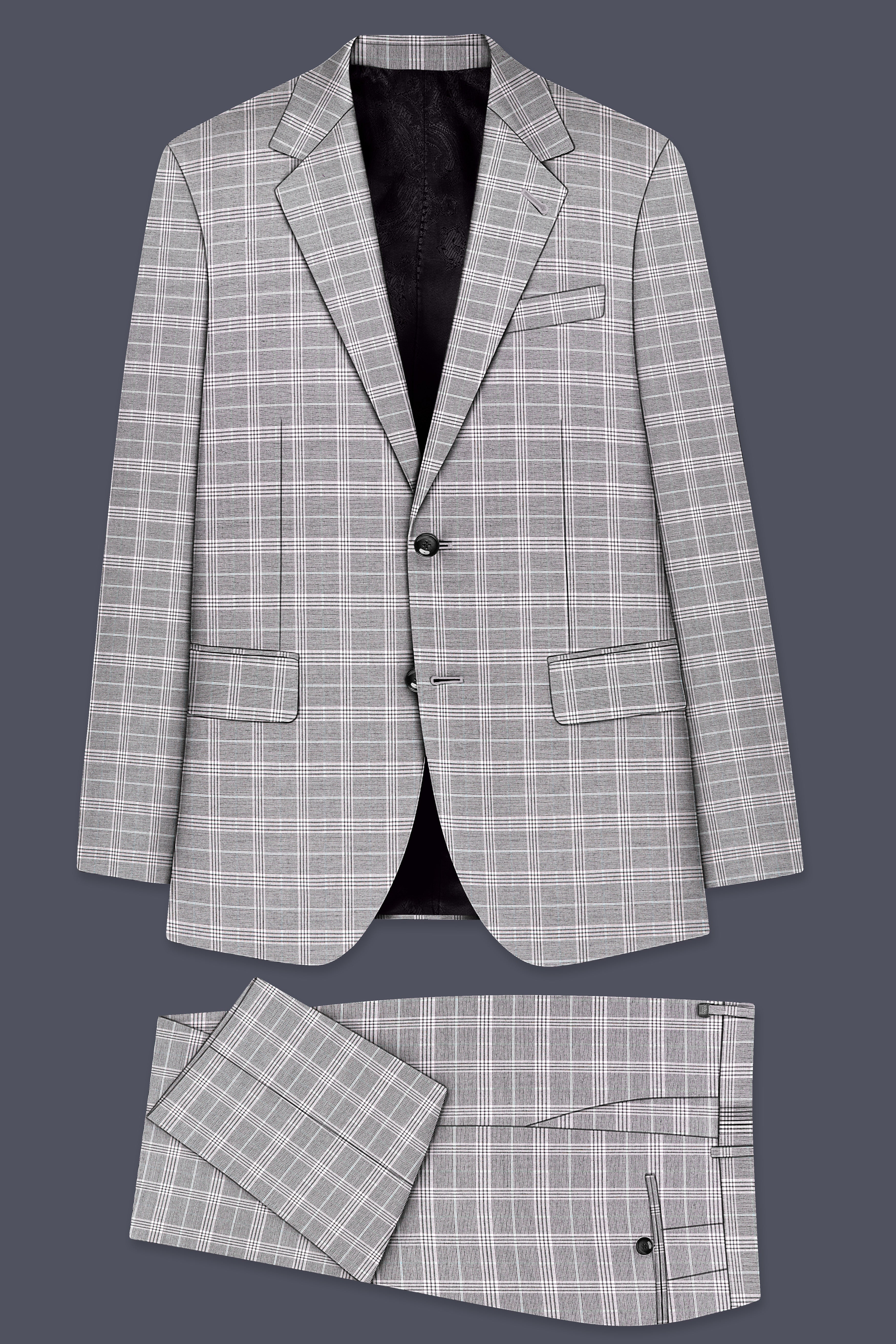 Cinerro-Venus Gray Plaid Wool Rich Single Breasted Suit