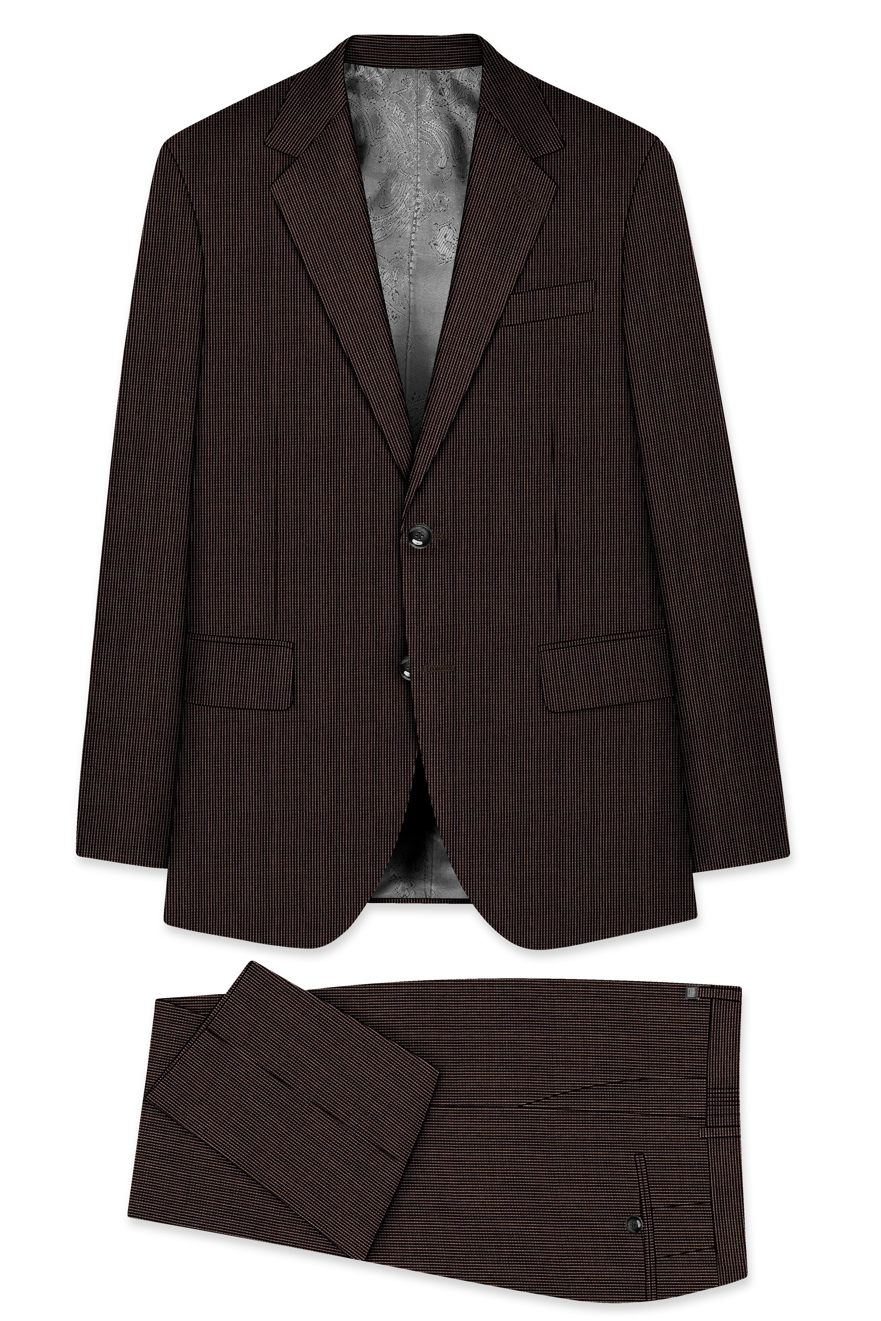 Brunvoro-Acadia Brown Textured Wool Rich Single Breasted Suit