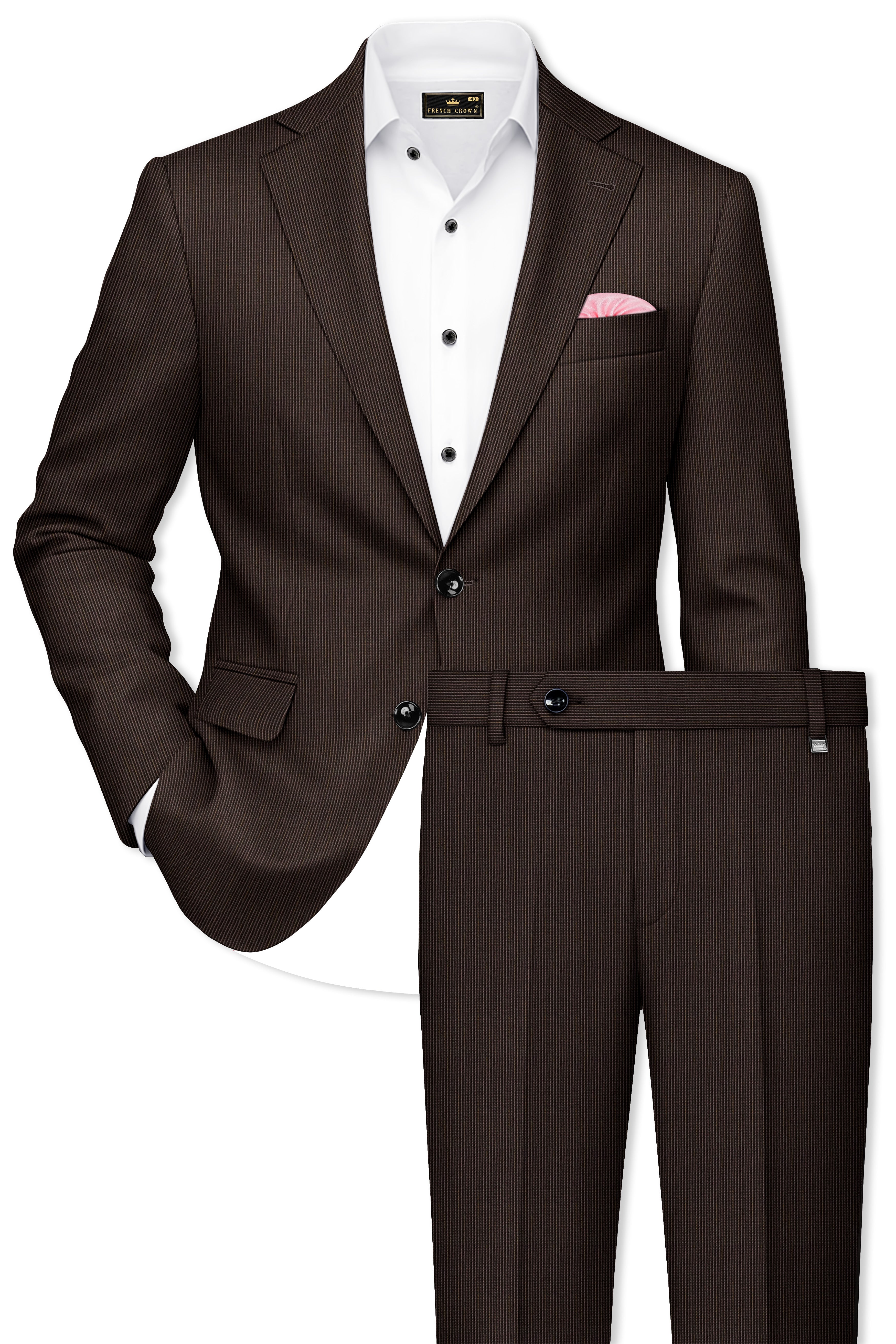 Brunvoro-Acadia Brown Textured Wool Rich Single Breasted Suit