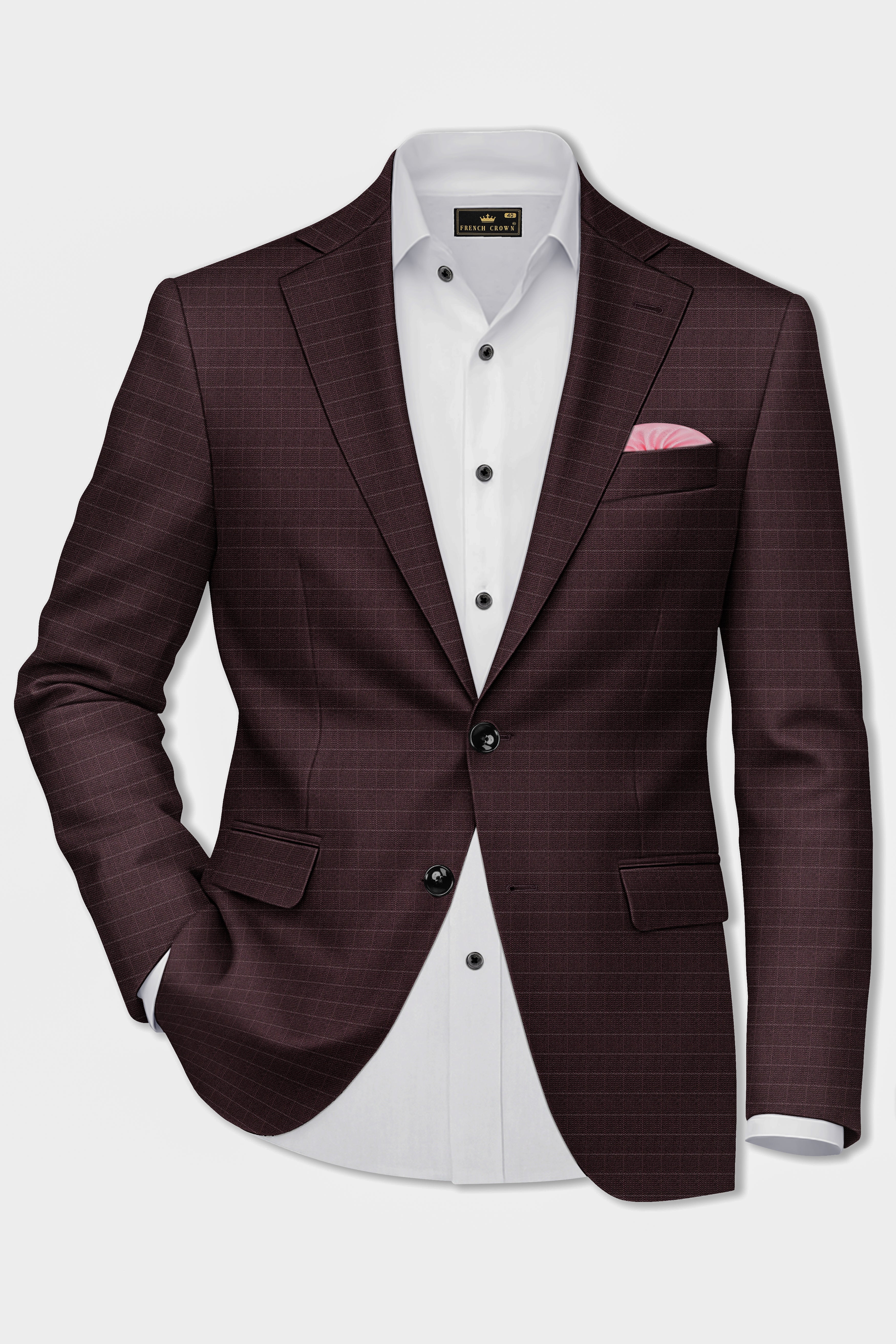 Aurethund-Thunder Brown Plaid Wool Rich Single Brested Suit