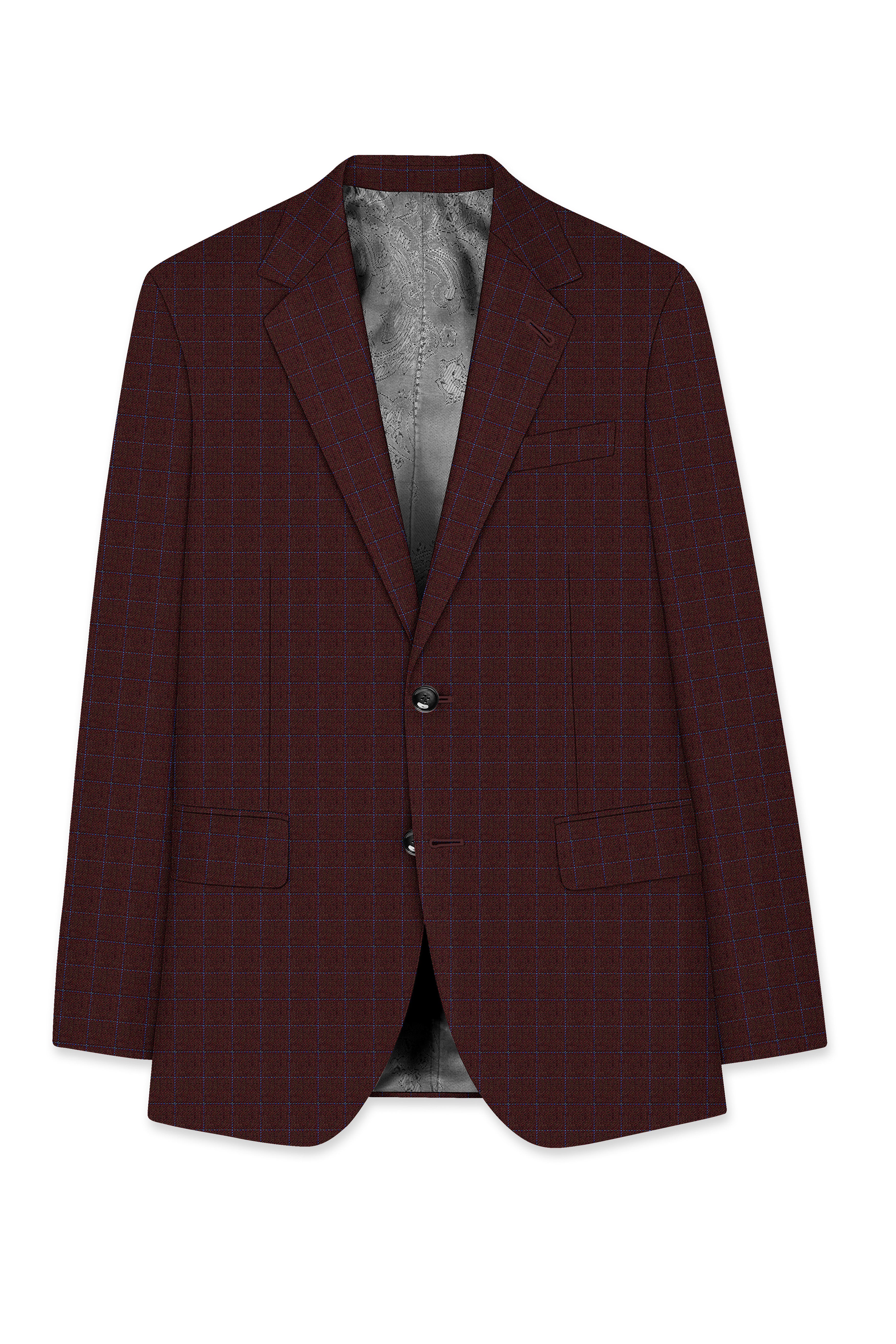 Wolvoro-Eclipse Brown Plaid Wool Rich Single Breasted Suit