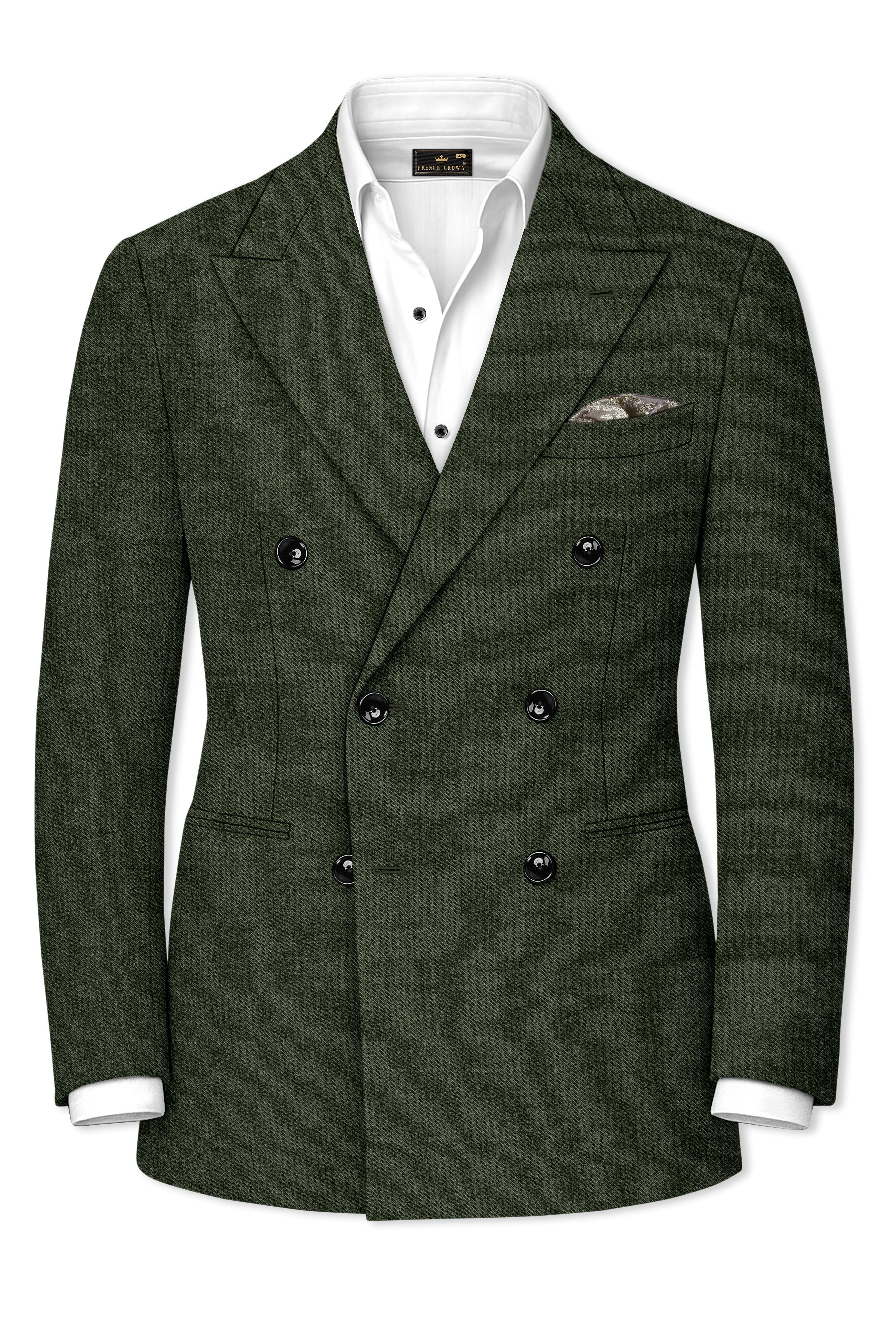 Olvoro-Rifle Green Textured Tweed Double Breasted Suit