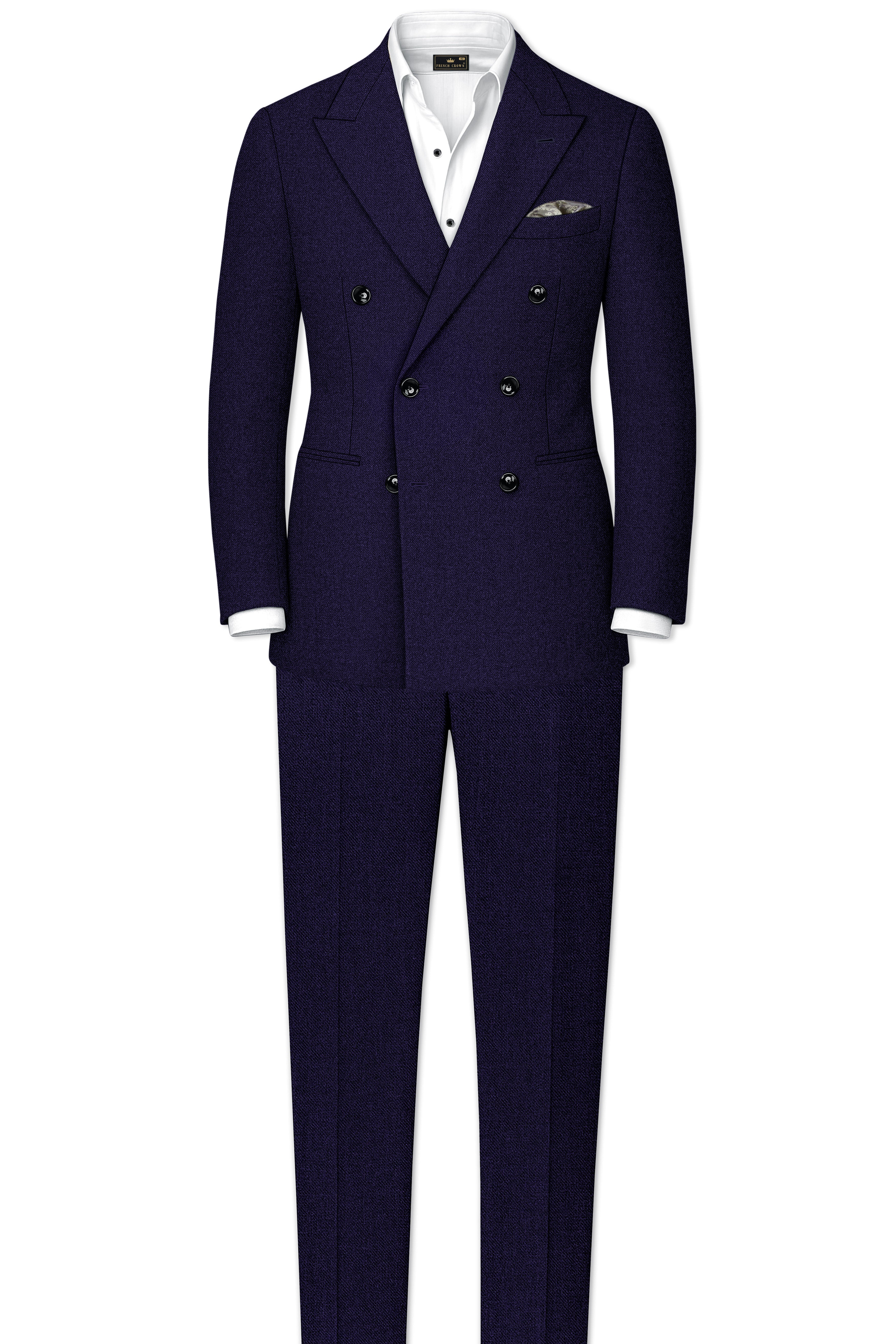 Bluvoro-Mirage Blue Textured Tweed Double Breasted Suit