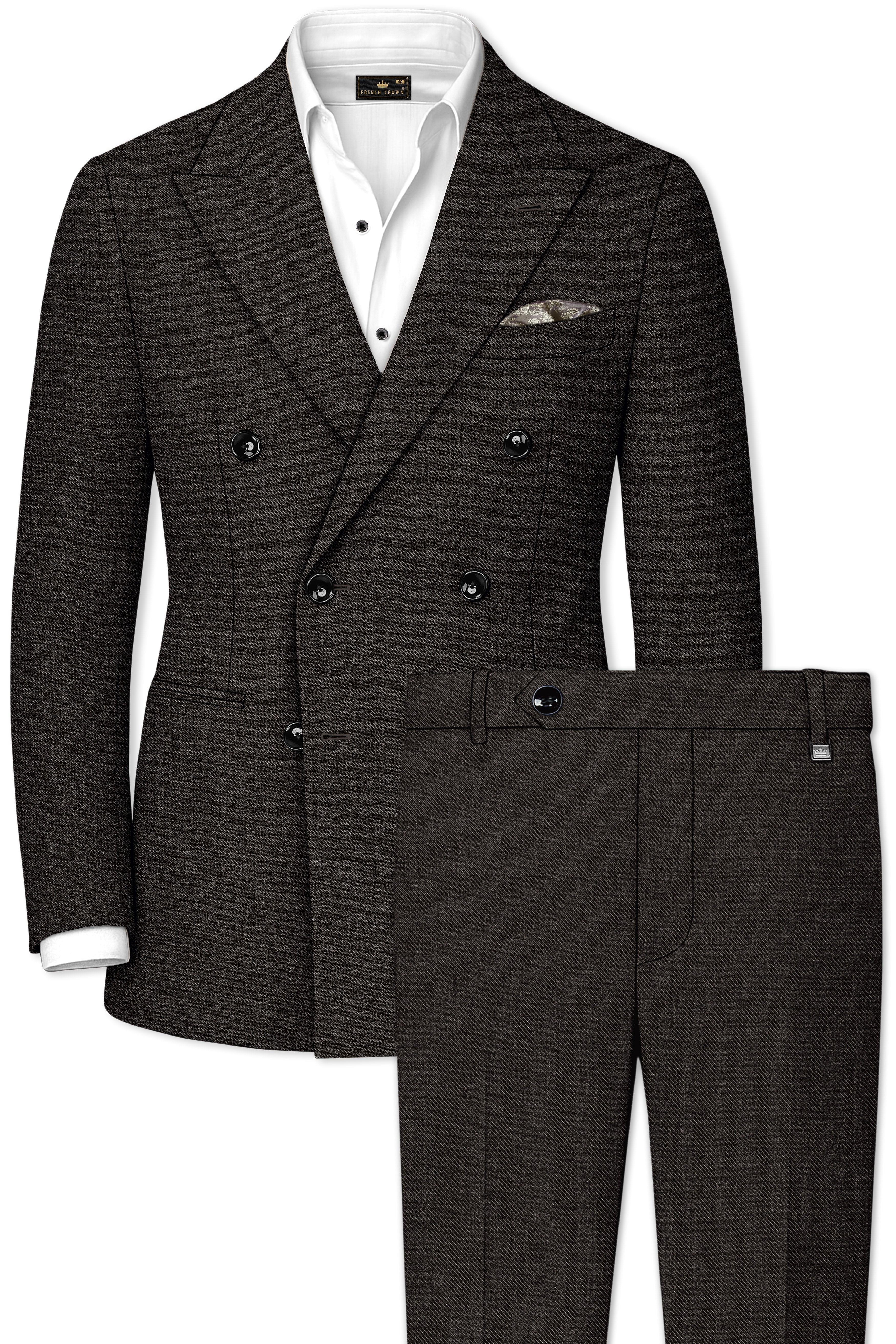Auregond-Gondola Brown Textured Tweed Double Breasted Suit