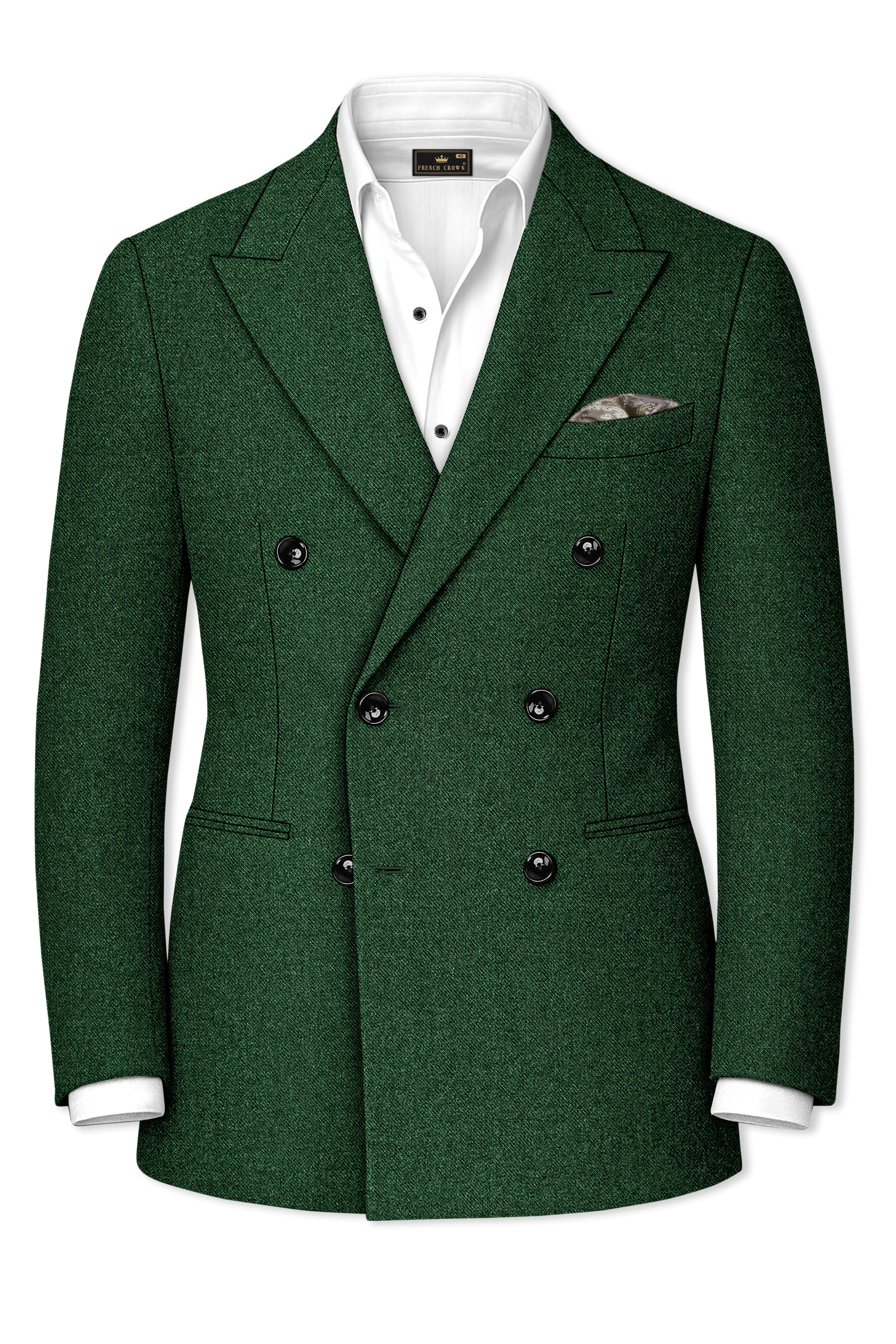 Virenza-Mystle Green Textured Tweed Double Breasted Suit