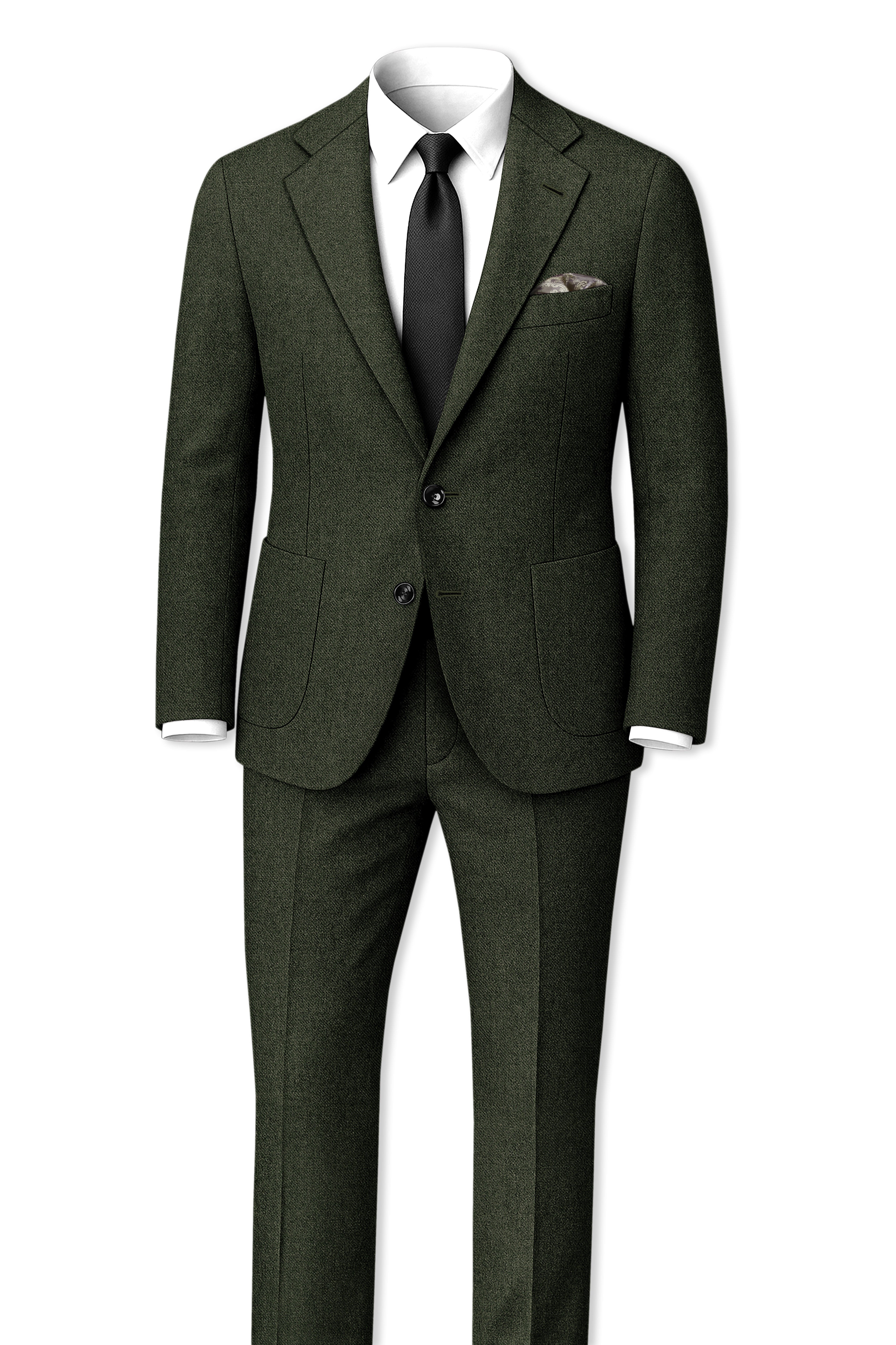 Olvoro-Rifle Green Textured Tweed Single Breasted Sports Suit