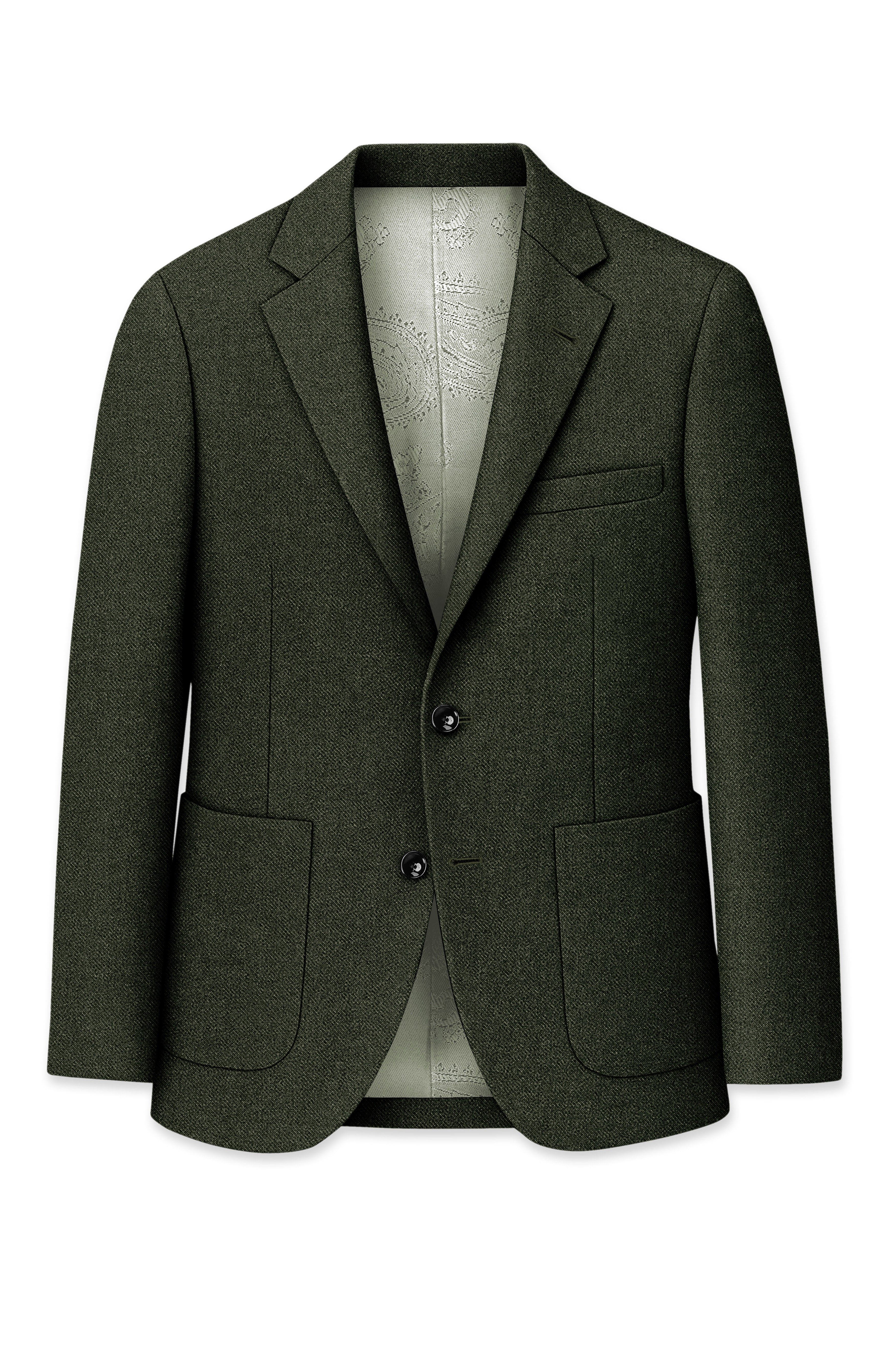 Olvoro-Rifle Green Textured Tweed Single Breasted Sports Suit