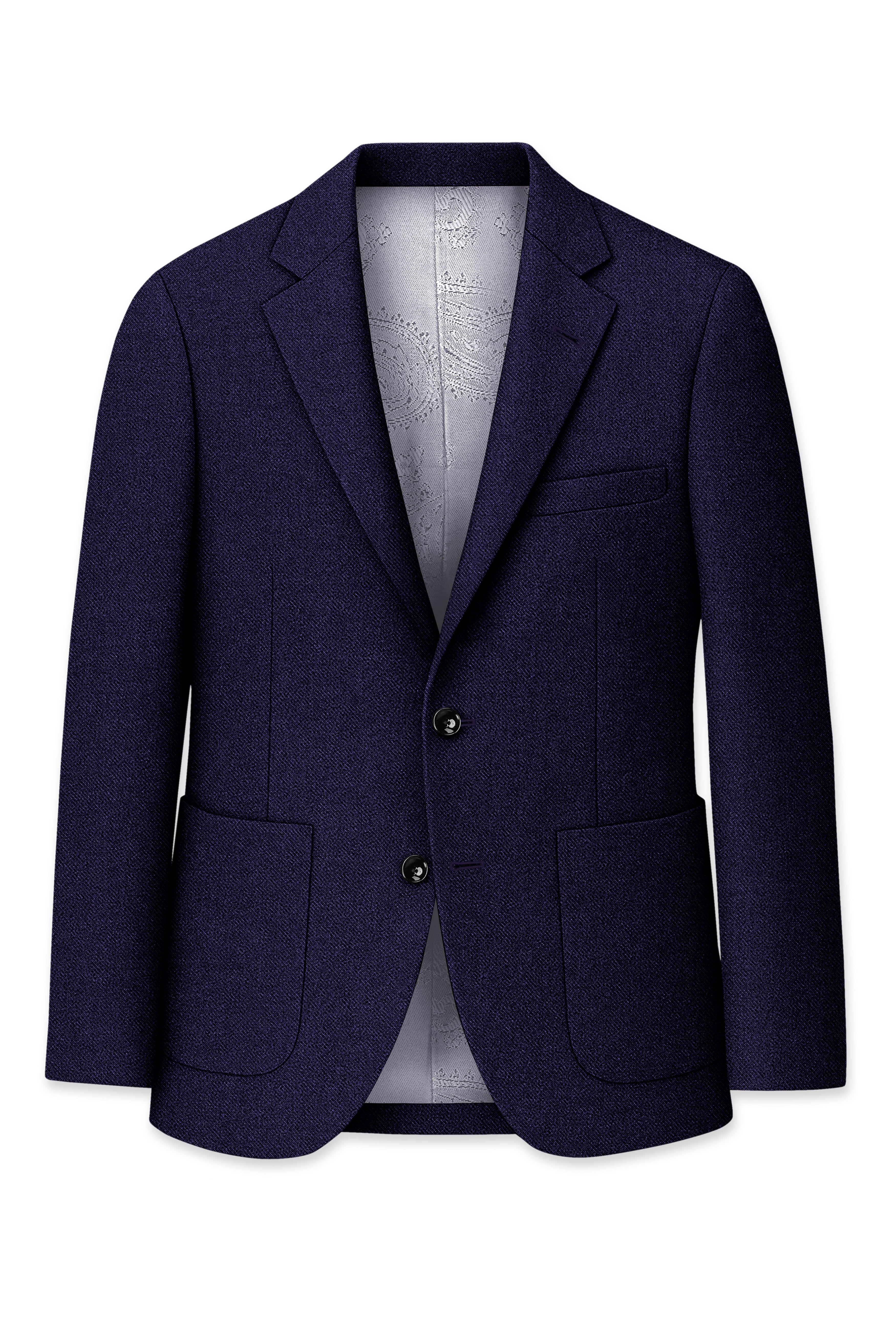 Bluvoro-Mirage Blue Textured Tweed Single Breasted Sports Suit