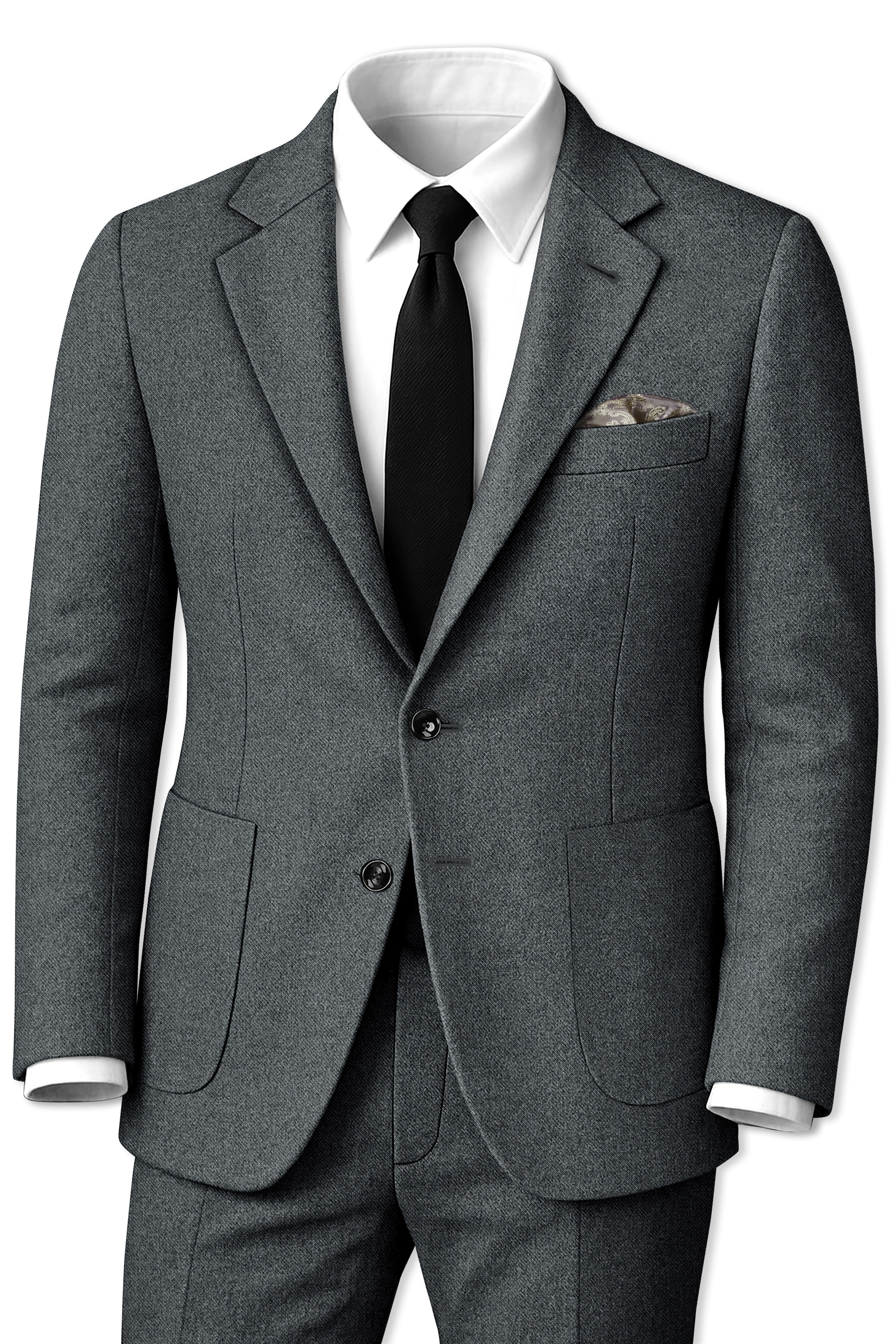 Gravano-Ship Gray Textured Tweed Single Breasted Sports Suit