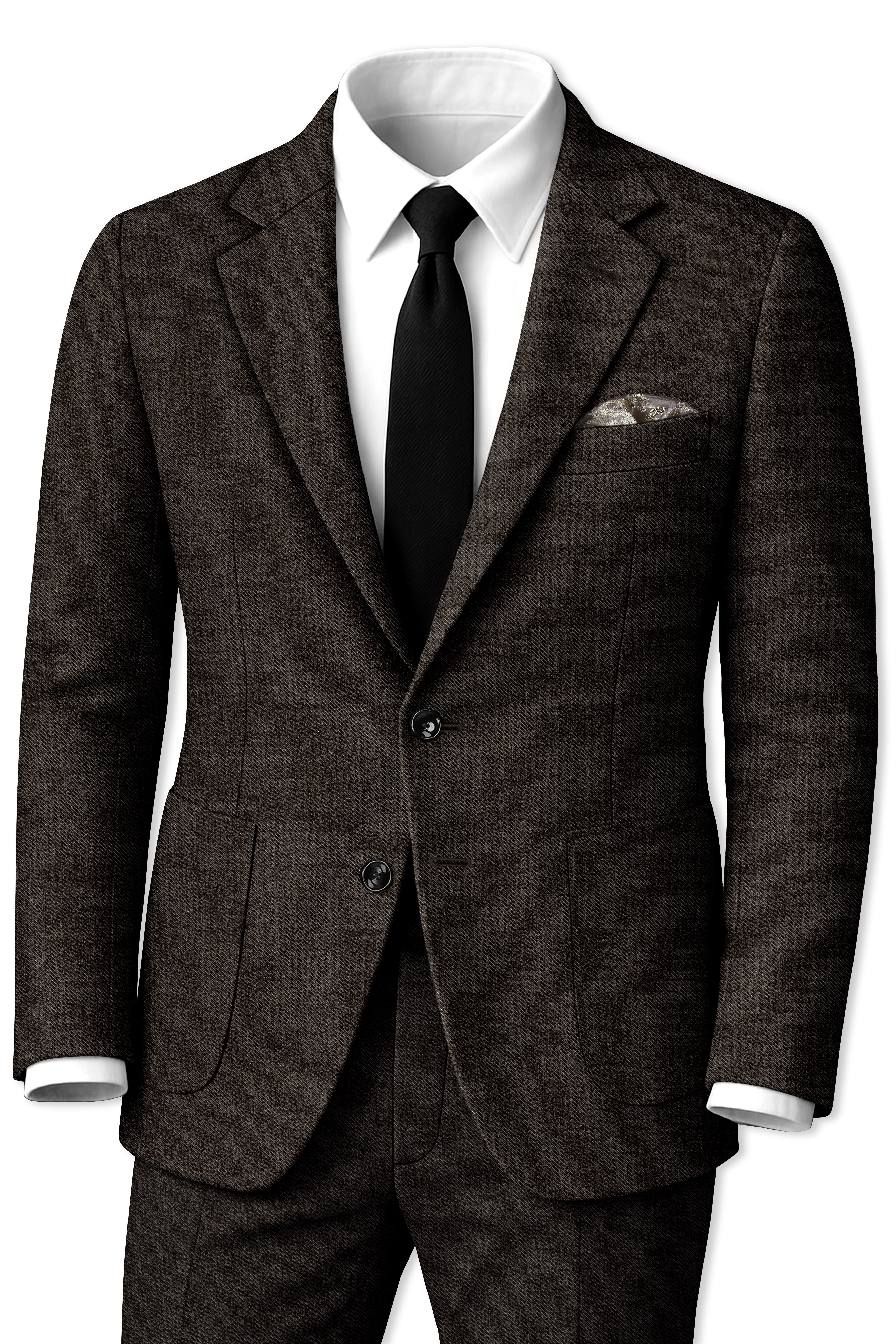 Auregond-Gondola Brown Textured Tweed Single Breasted Sports Suit