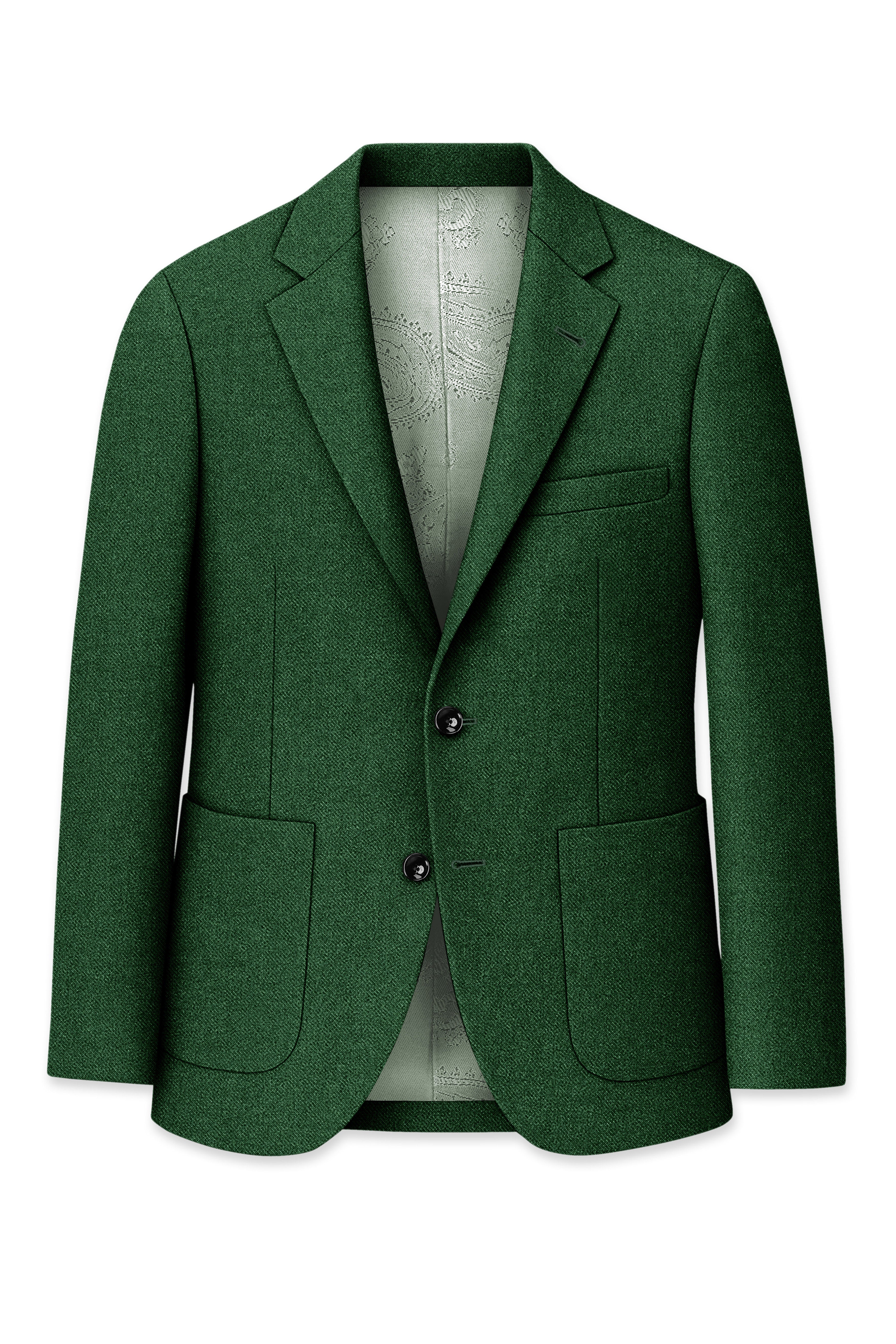 Virenza-Mystle Green Textured Tweed Single Breasted Sports Suit