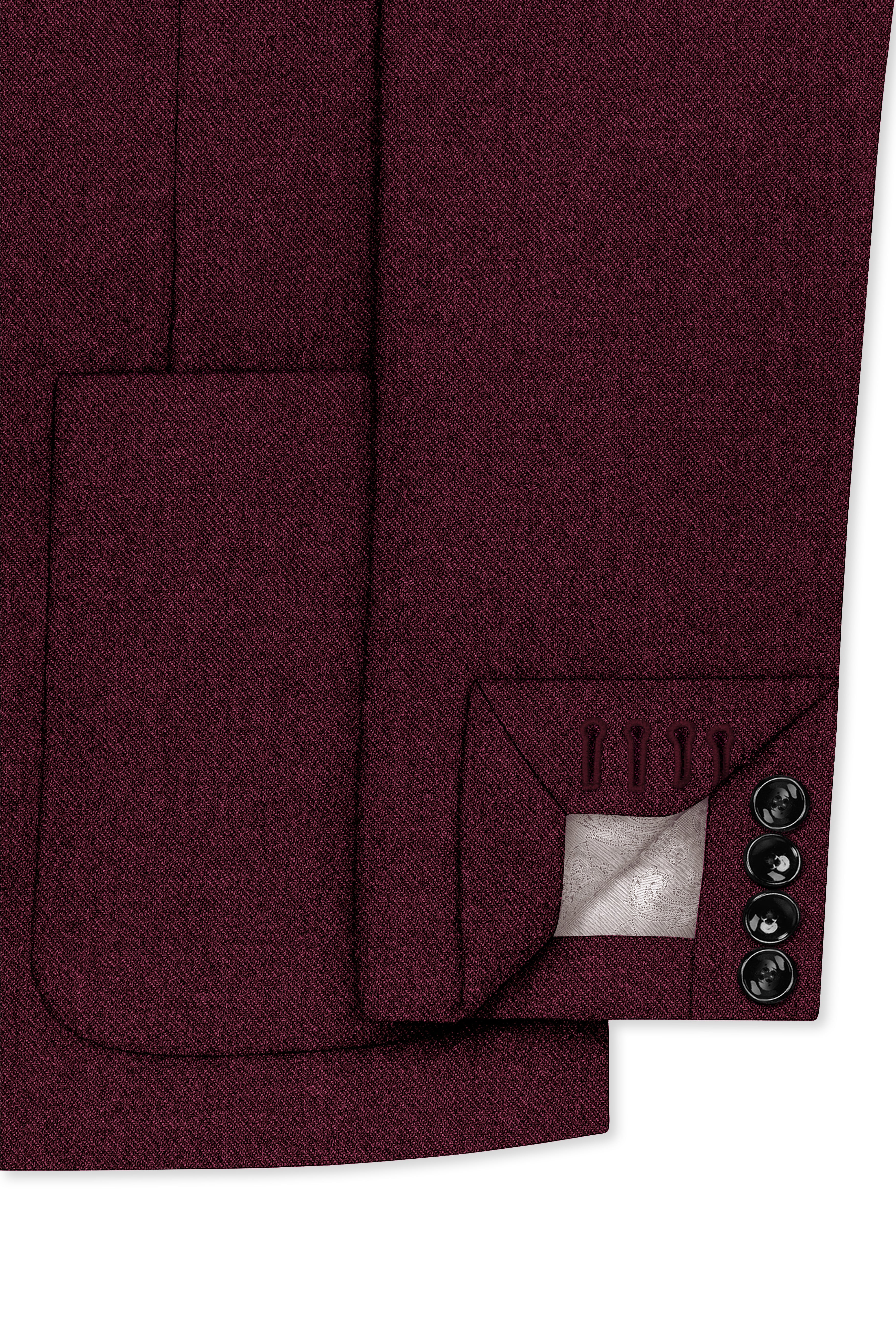 Burgvoro-Crated Maroon Textured Tweed Single Breasted Sports Suit