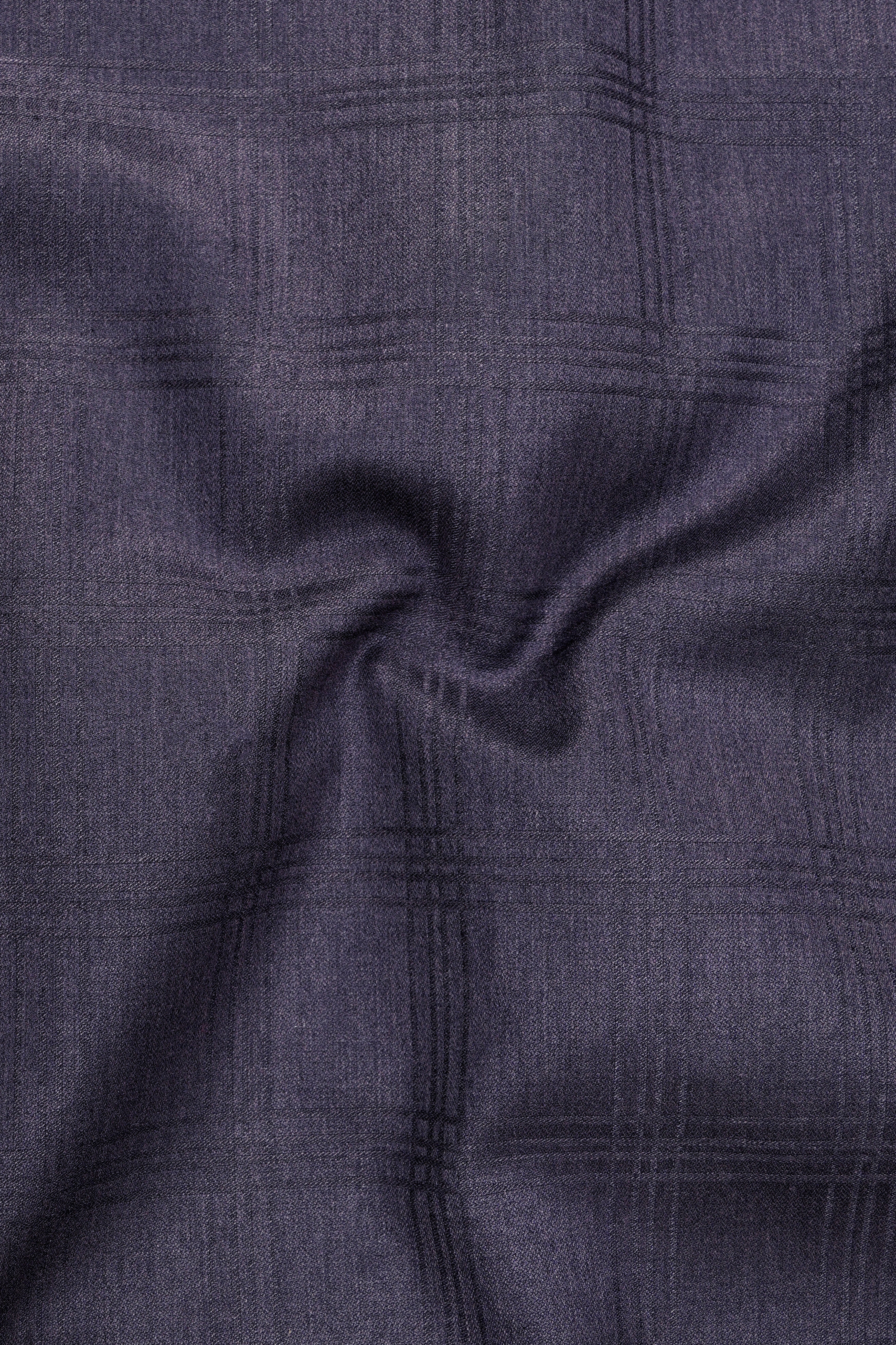 Auretuna-Tuna Blue Tonal Check Plaid Wool Rich Single Breasted Suit