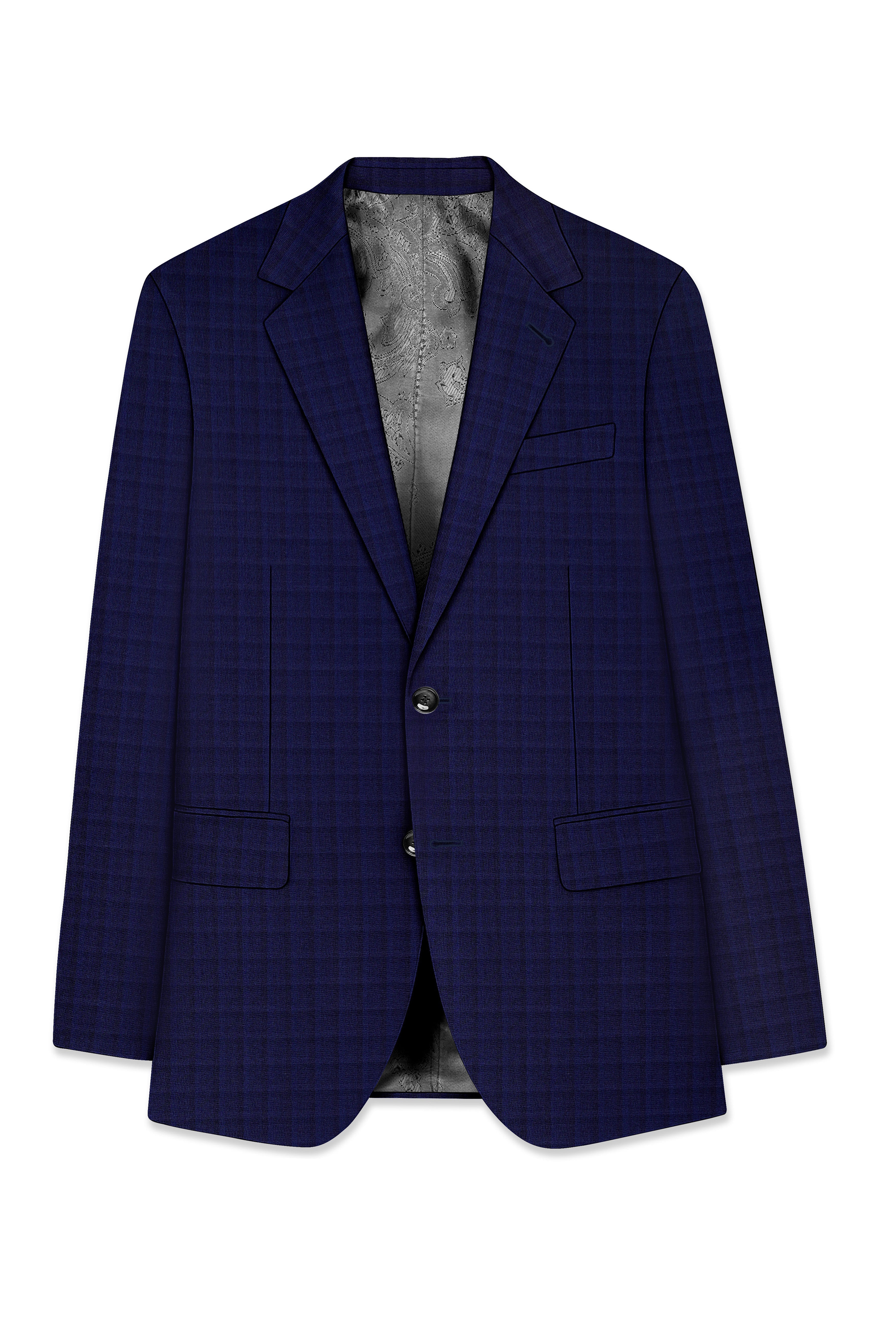 Aurebunt-Bunting Blue Plaid Wool Rich Single Breasted Suit