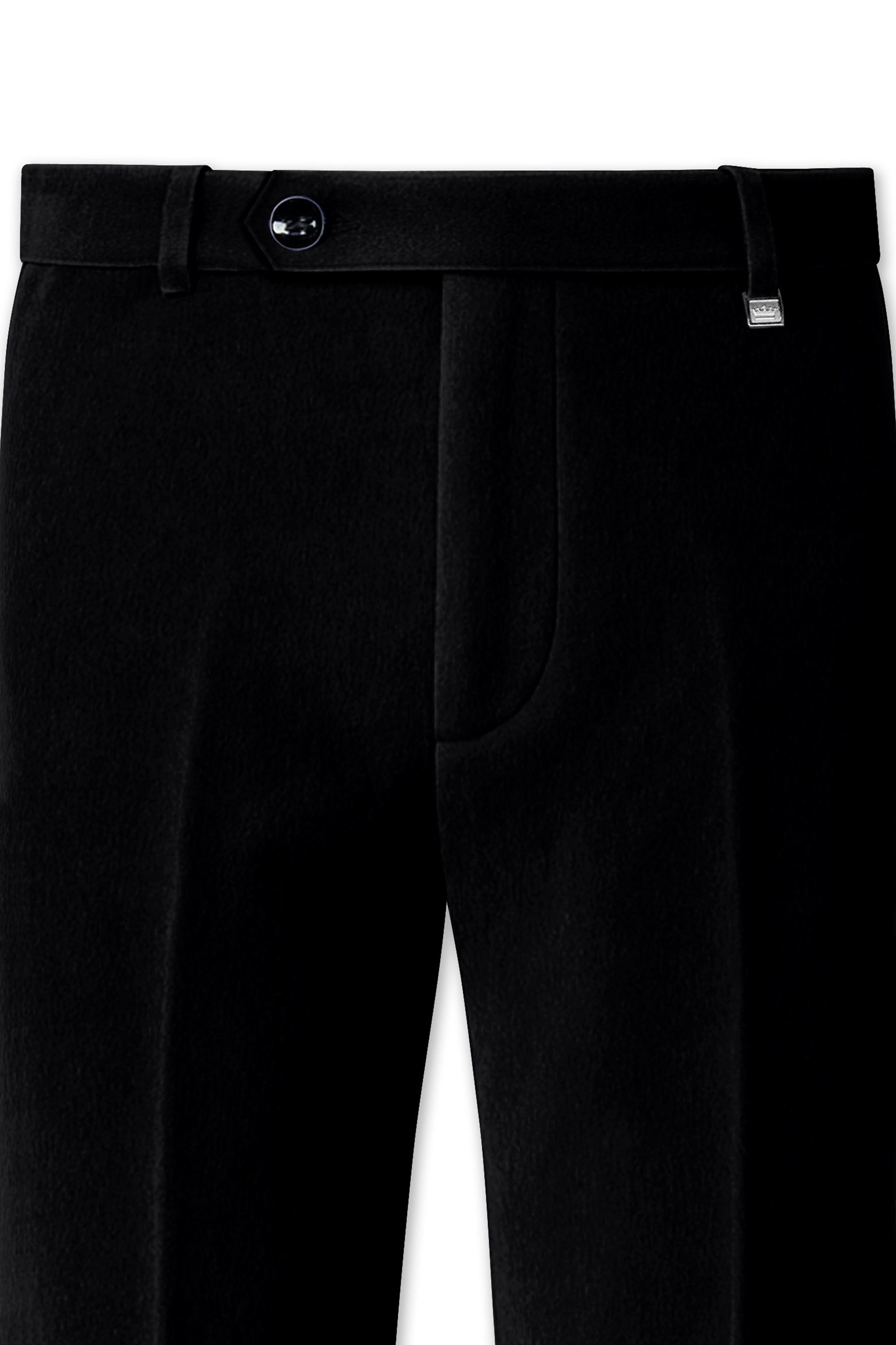 Jadevel-Jade Black With Blue Peak Lepal Velvet Tuxedo Suit