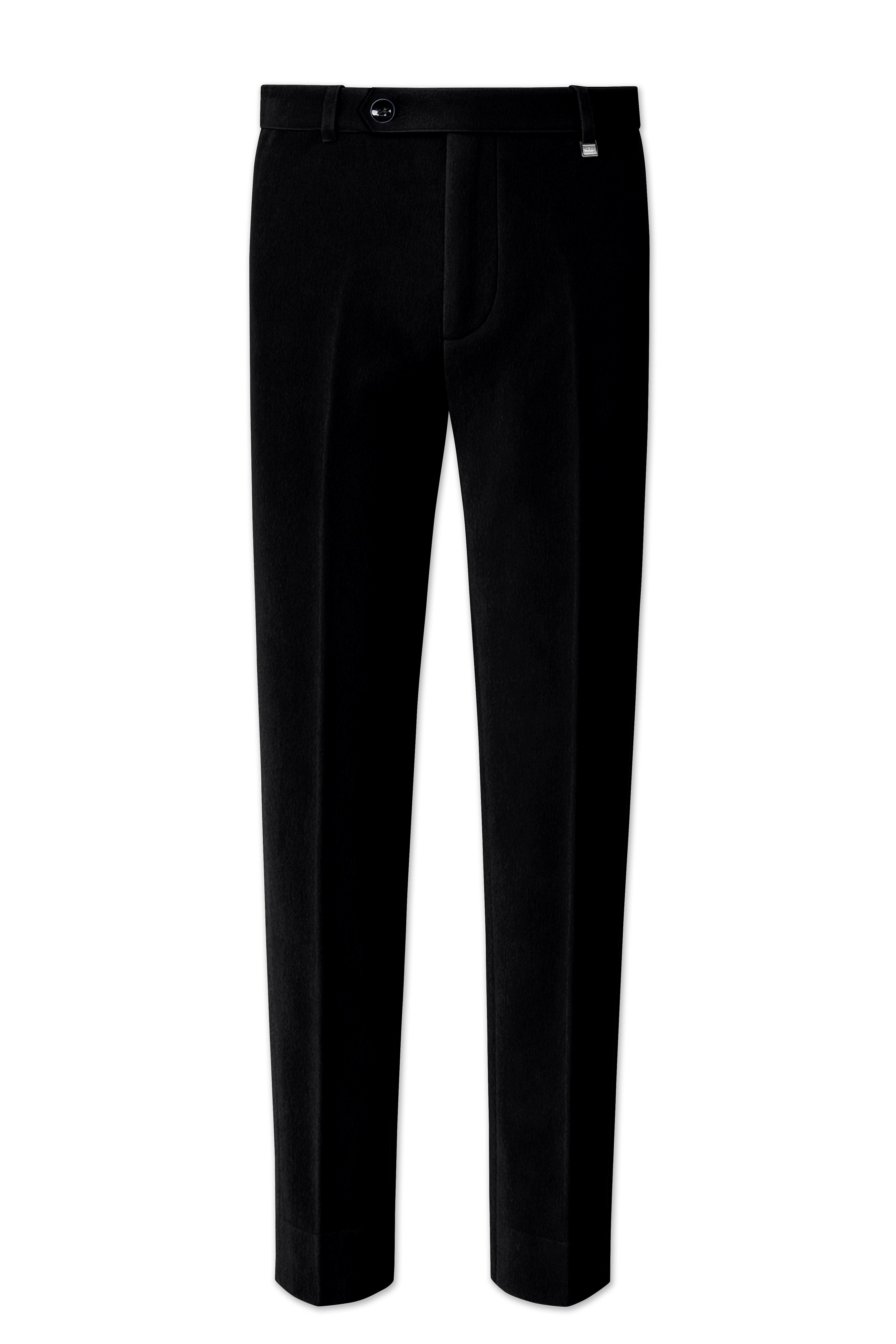 Jadevel-Jade Black With Blue Peak Lepal Velvet Tuxedo Suit