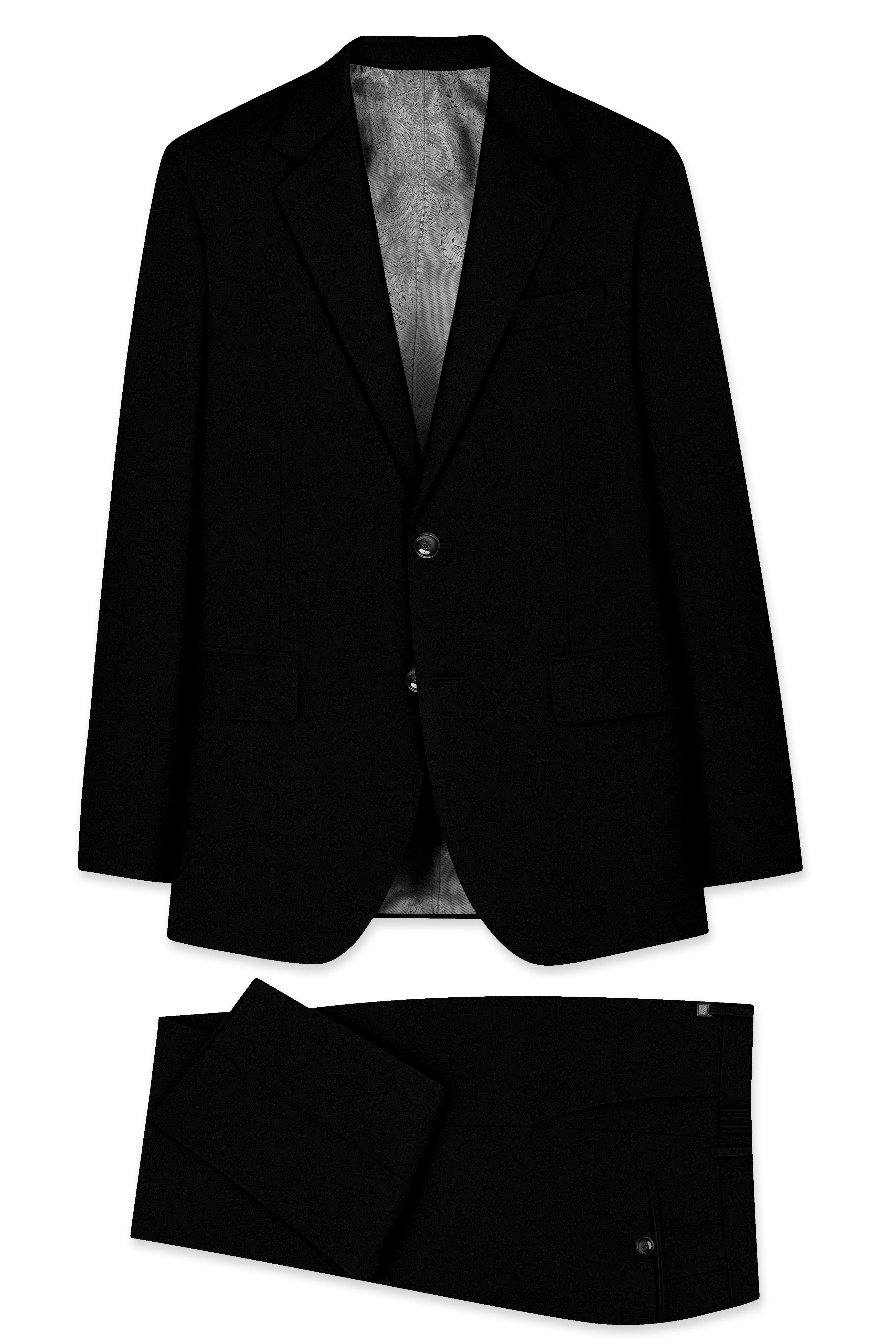 Kuro-Japanese Jade Black 4-Way Stretch Wrinkle-Free Wool Rich Single Breasted Suit