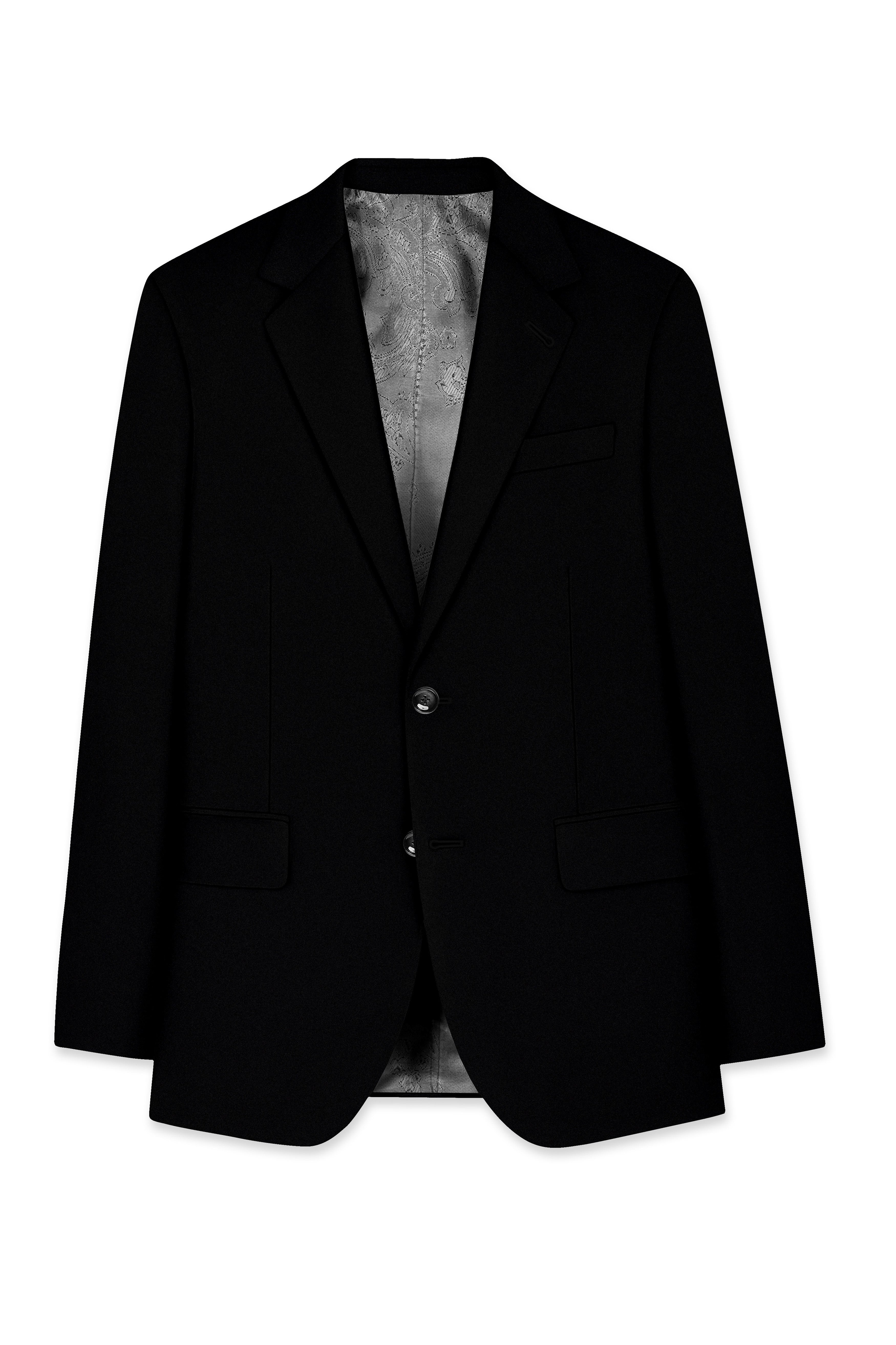 Kuro-Japanese Jade Black 4-Way Stretch Wrinkle-Free Wool Rich Single Breasted Suit