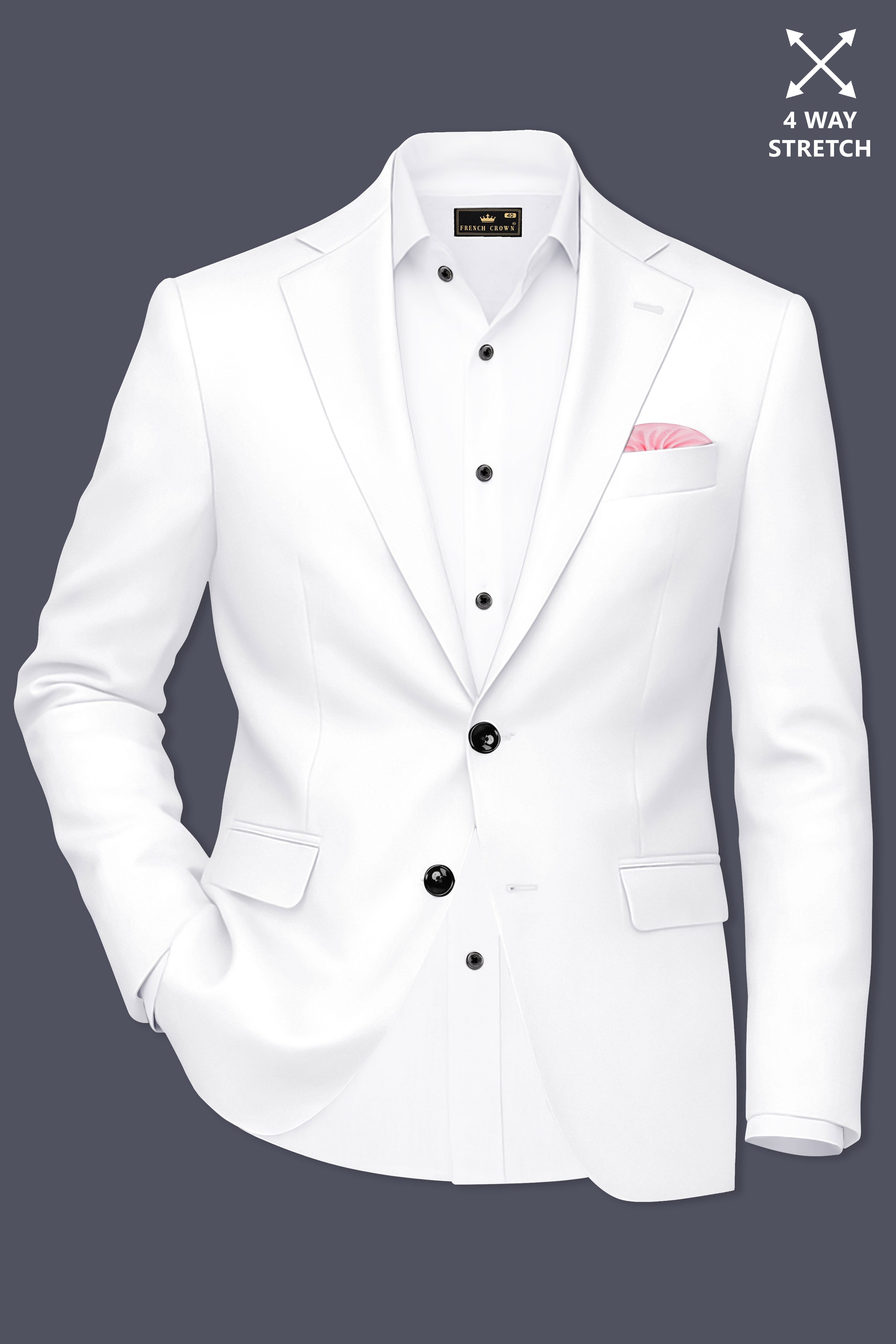 Shiro-Japanese Bright White 4-Way Stretch Wrinkle-Free Wool Rich Single Breasted Suit