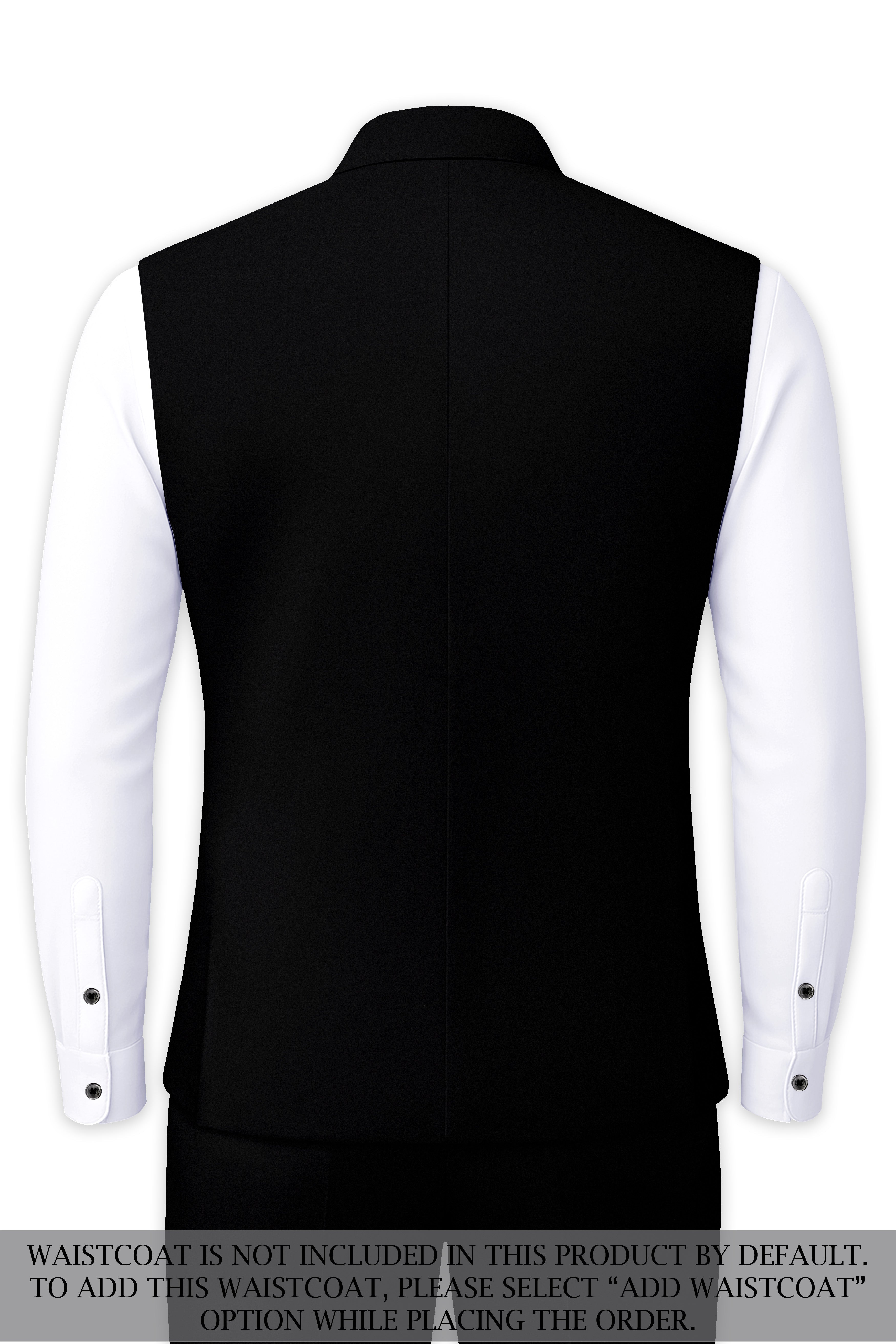 Kuro-Japanese Jade Black 4-Way Stretch Wrinkle-Free Wool Rich Cross Placket Bandhgala Suit