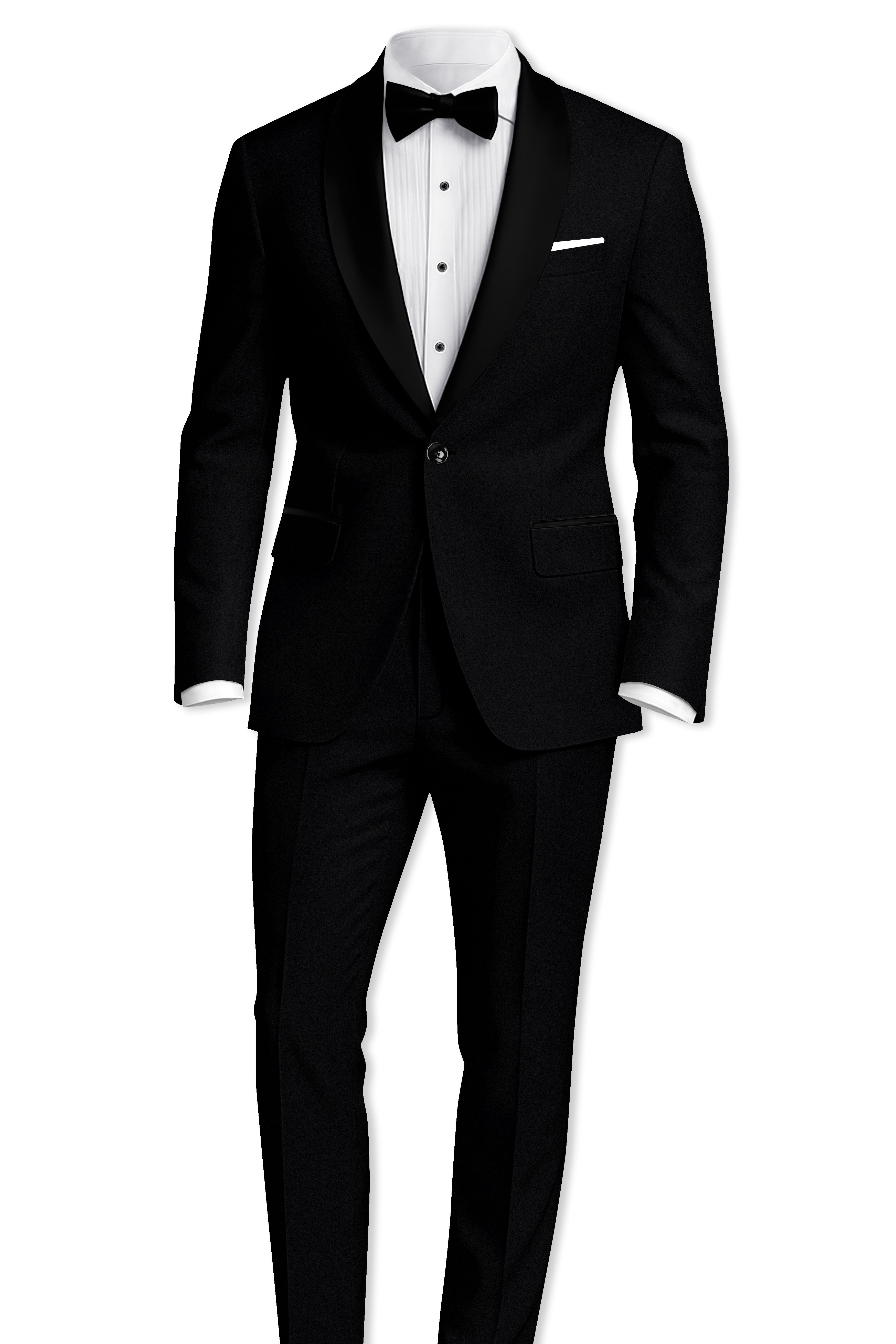 Kuro-Japanese Jade Black 4-Way Stretch Wrinkle-Free Wool Rich Tuxedo Suit