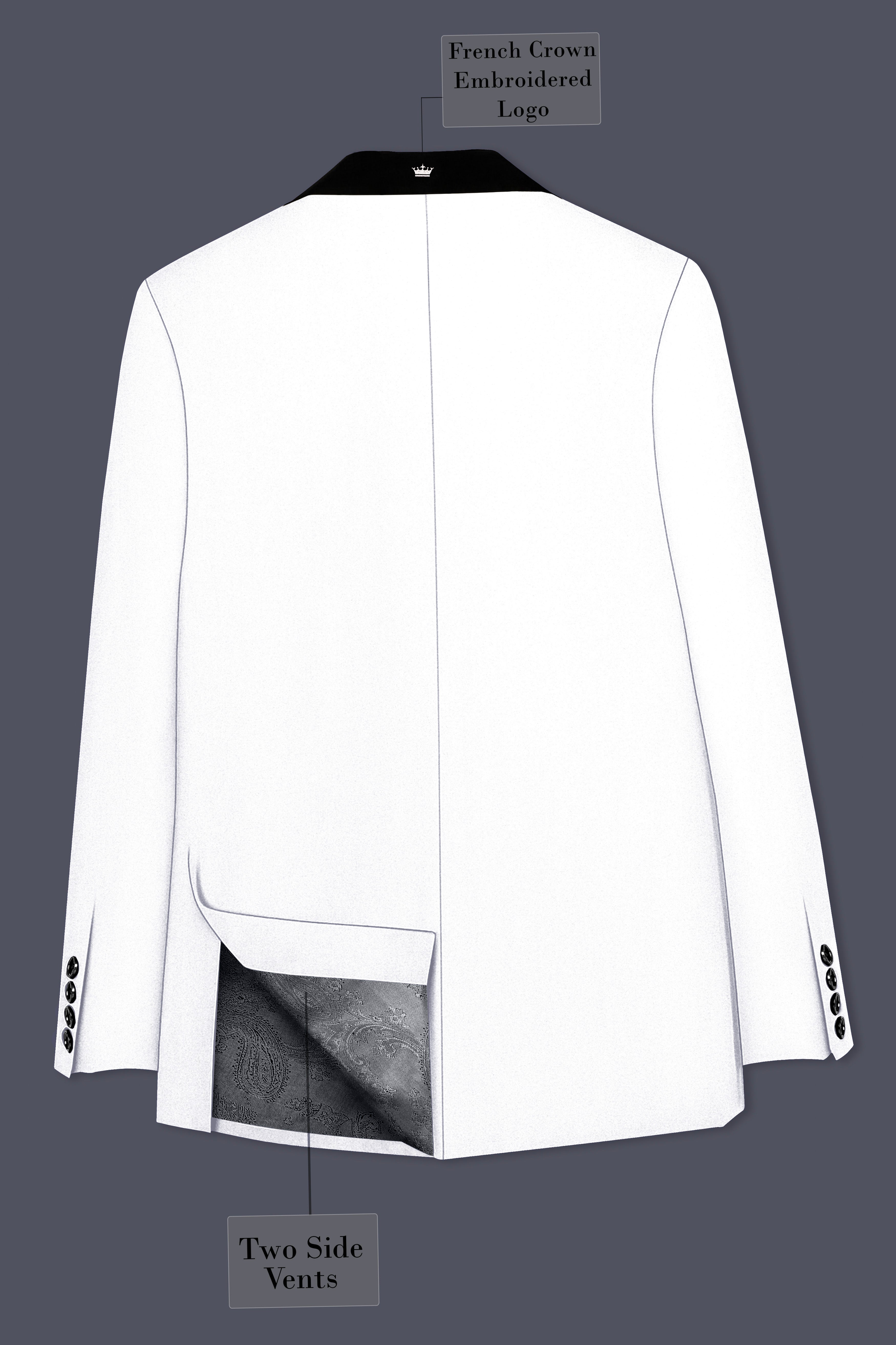 Shiro-Japanese Bright White 4-Way Stretch Wrinkle-Free Wool Rich Tuxedo Suit