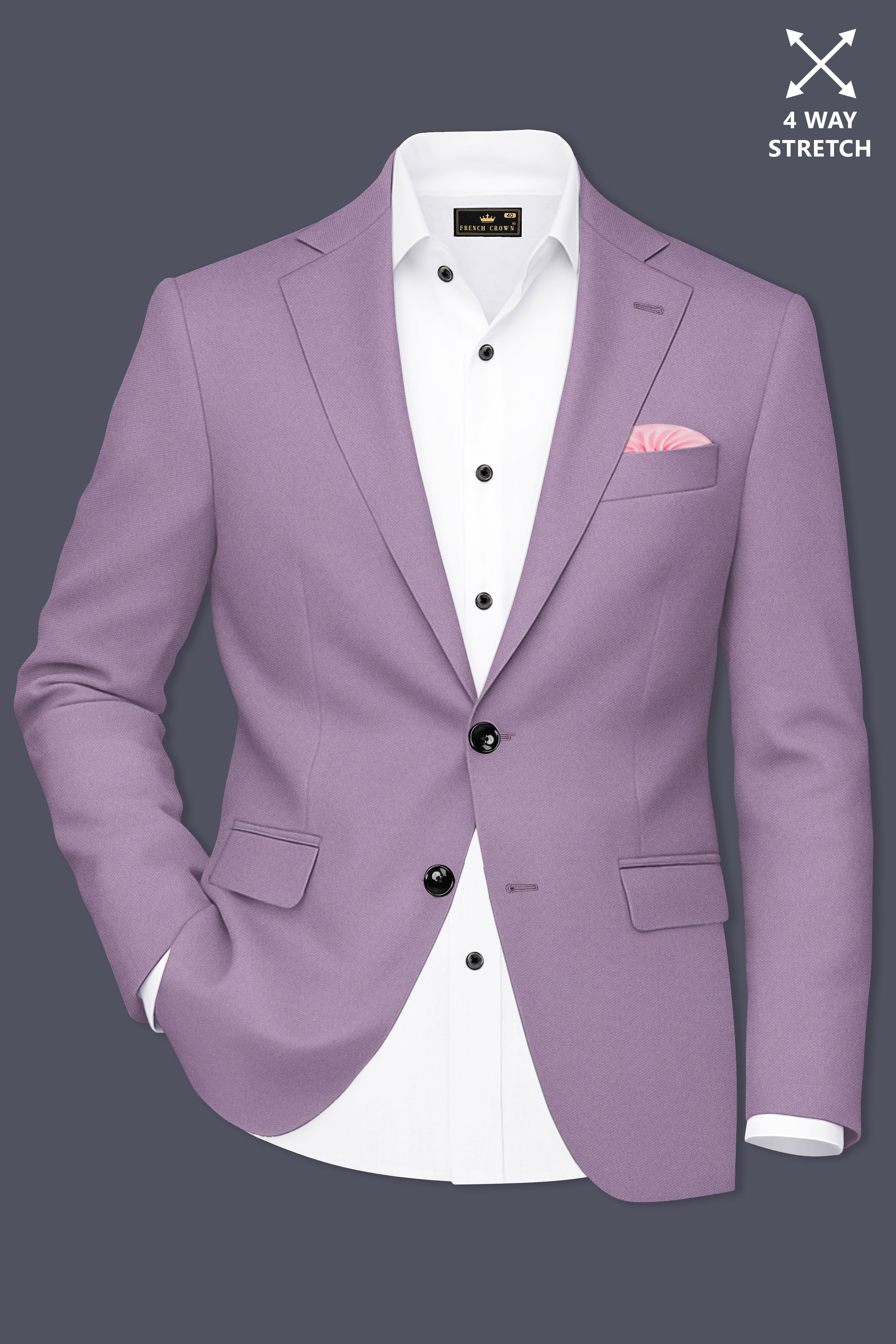 Violeto-Korean Mobster Purple 4-Way Stretch Wool Rich Single Breasted Suit
