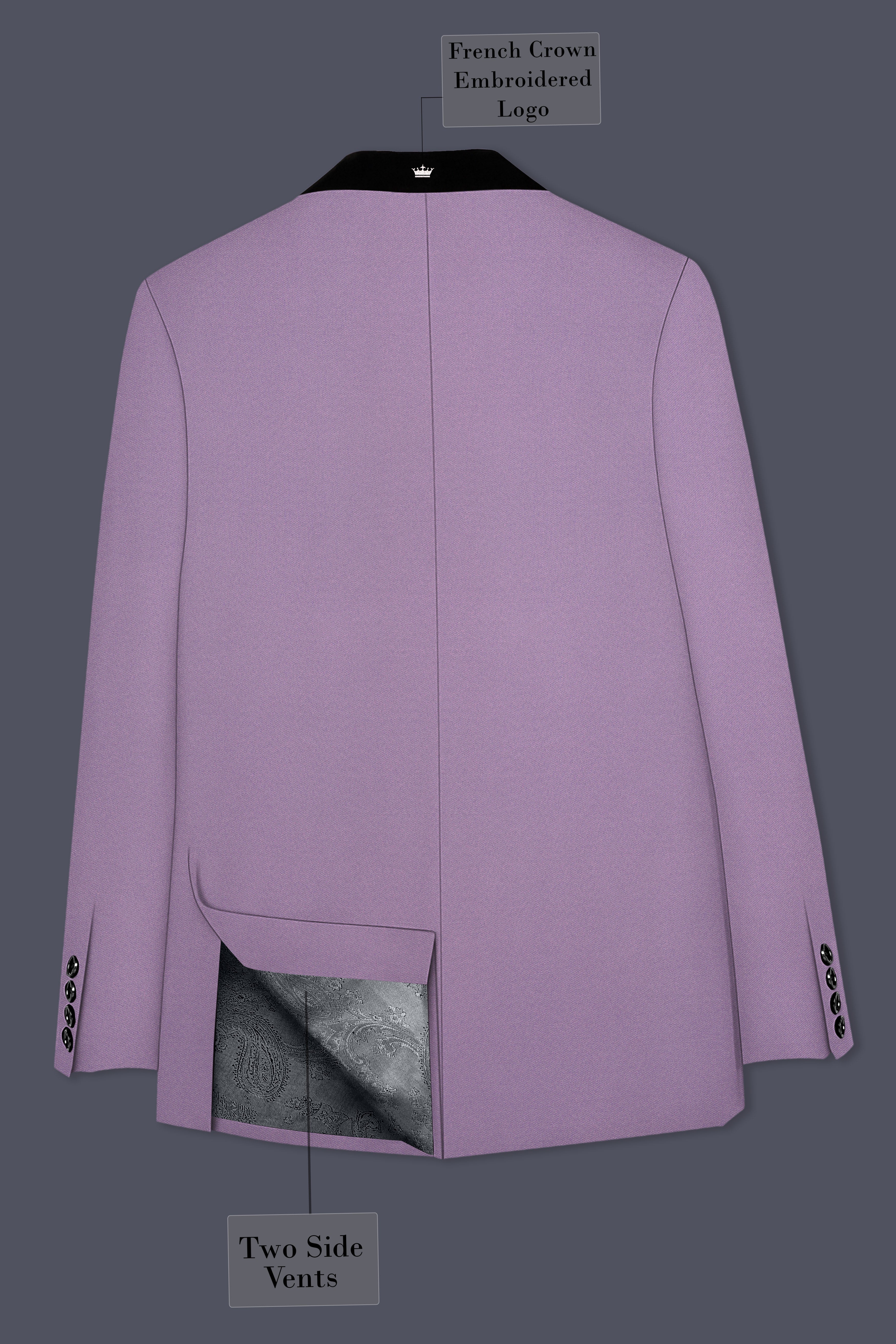 Violeto-Korean Mobster Purple 4-Way Stretch Wool Rich Tuxedo Suit