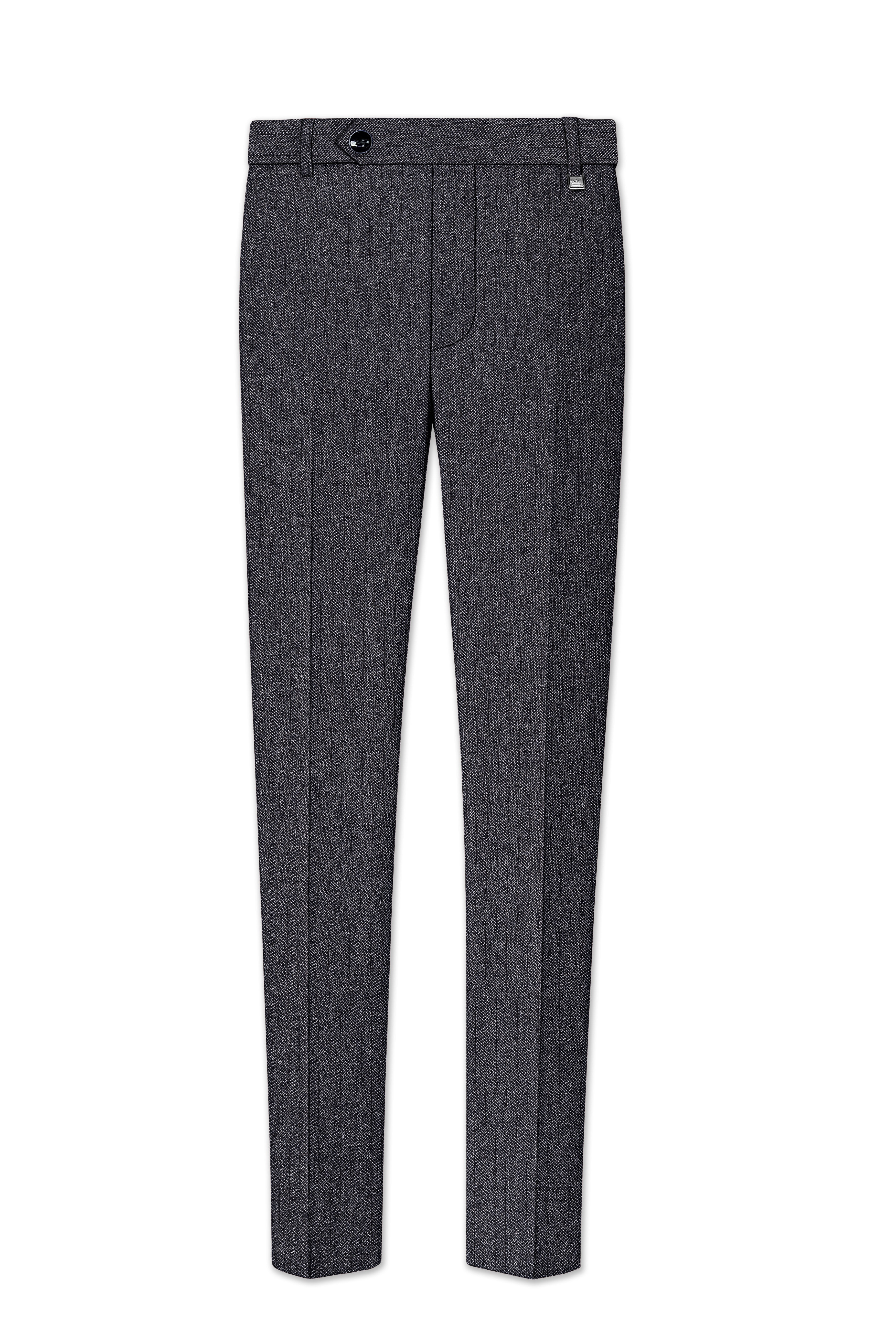 Silvoro-Iridium Gray Herringbone Textured Tweed Double Breasted Suit