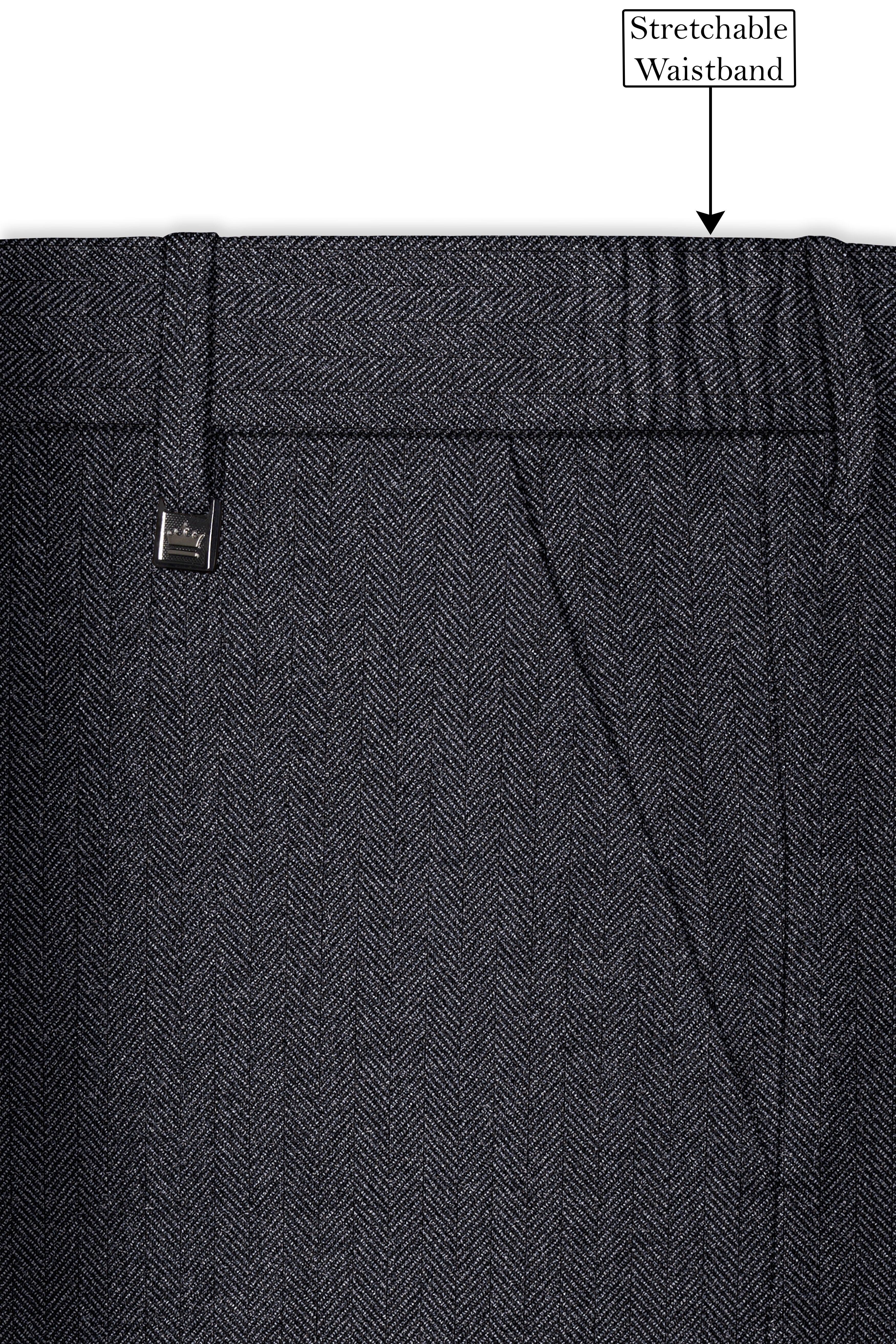 Silvoro-Iridium Gray Herringbone Textured Tweed Double Breasted Suit
