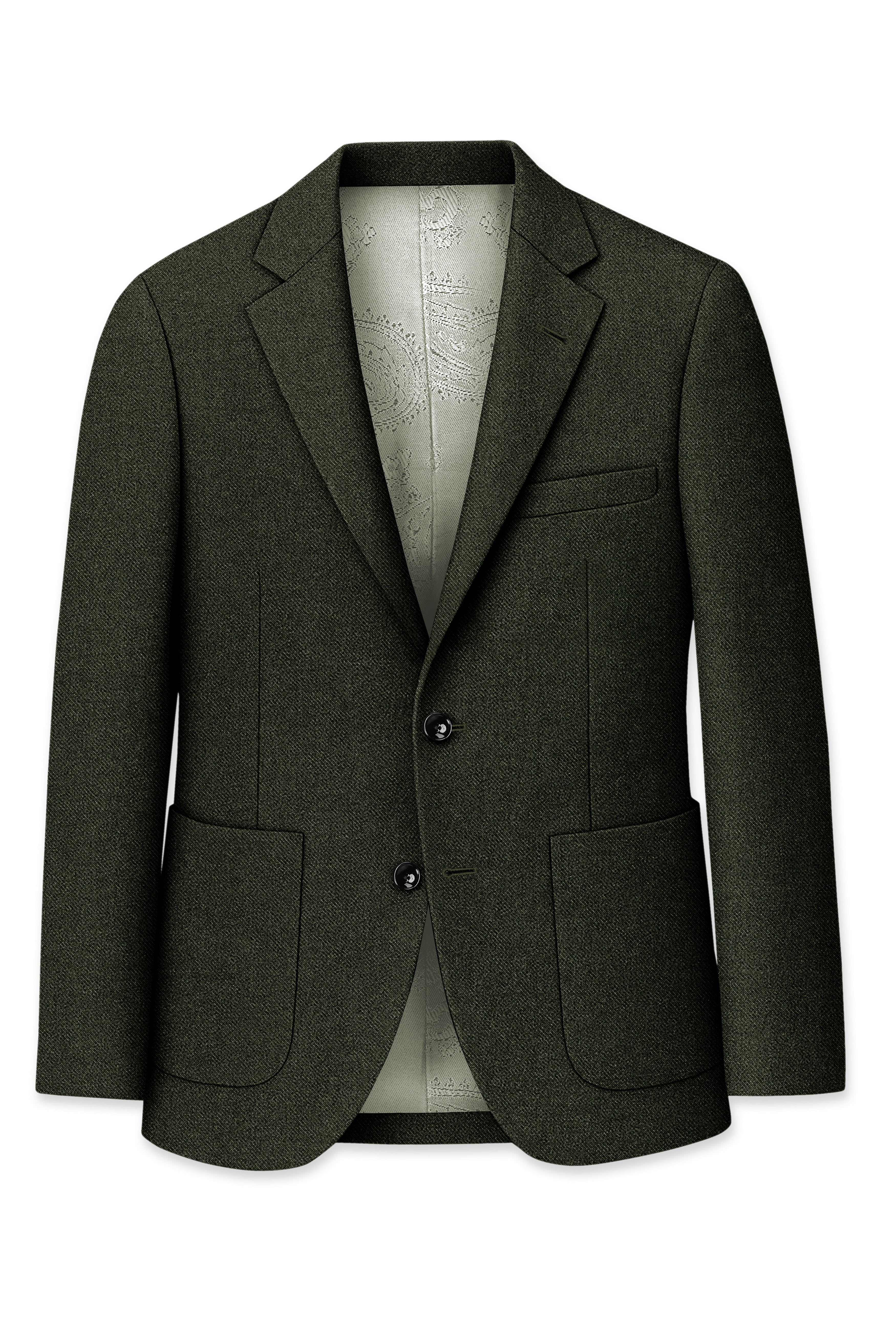Virenza-Rangoon Green Textured Tweed Single Breasted Sports Suit
