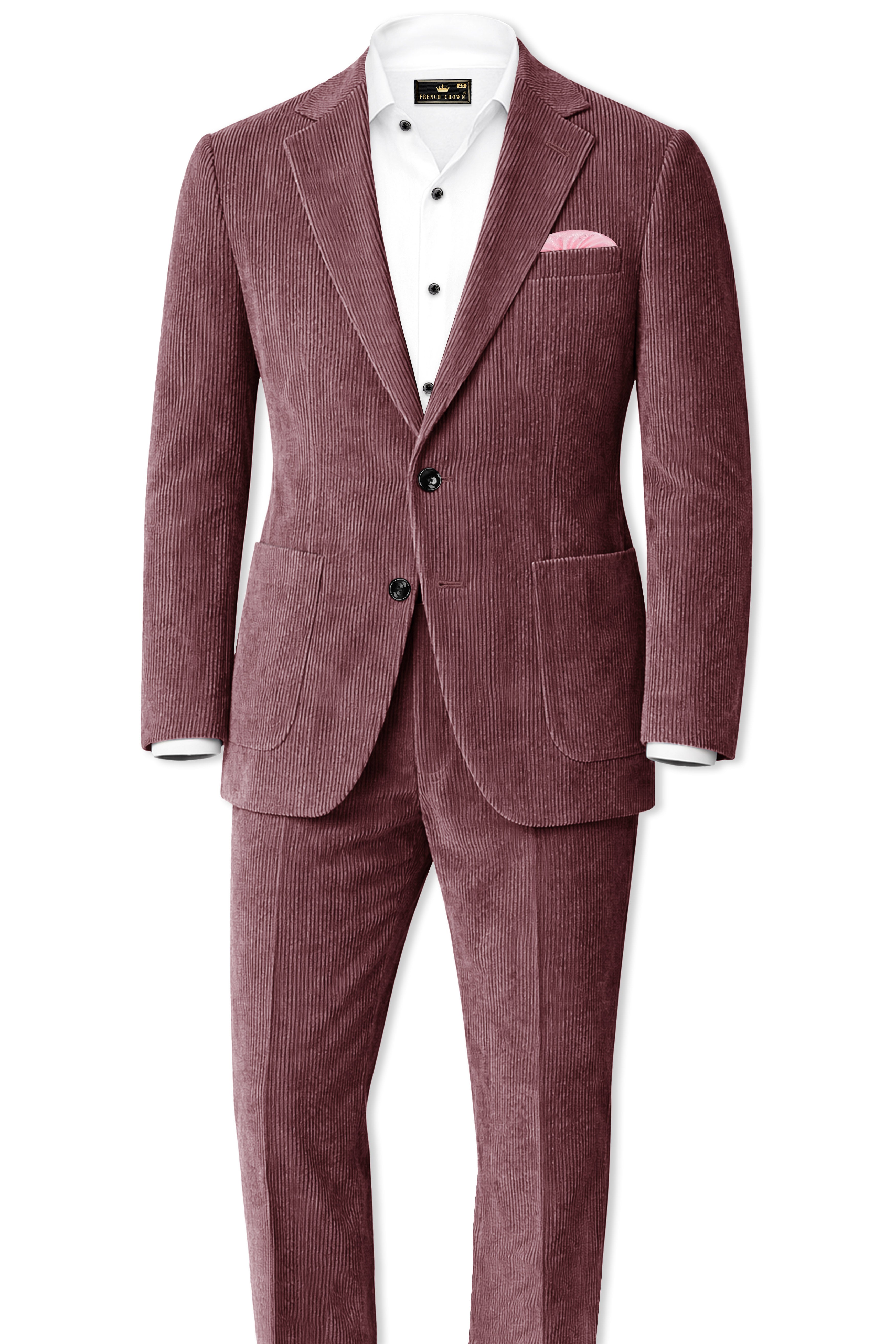 Tauzen-Rose Taupe Pink Corduroy Single Breasted Sports Suit