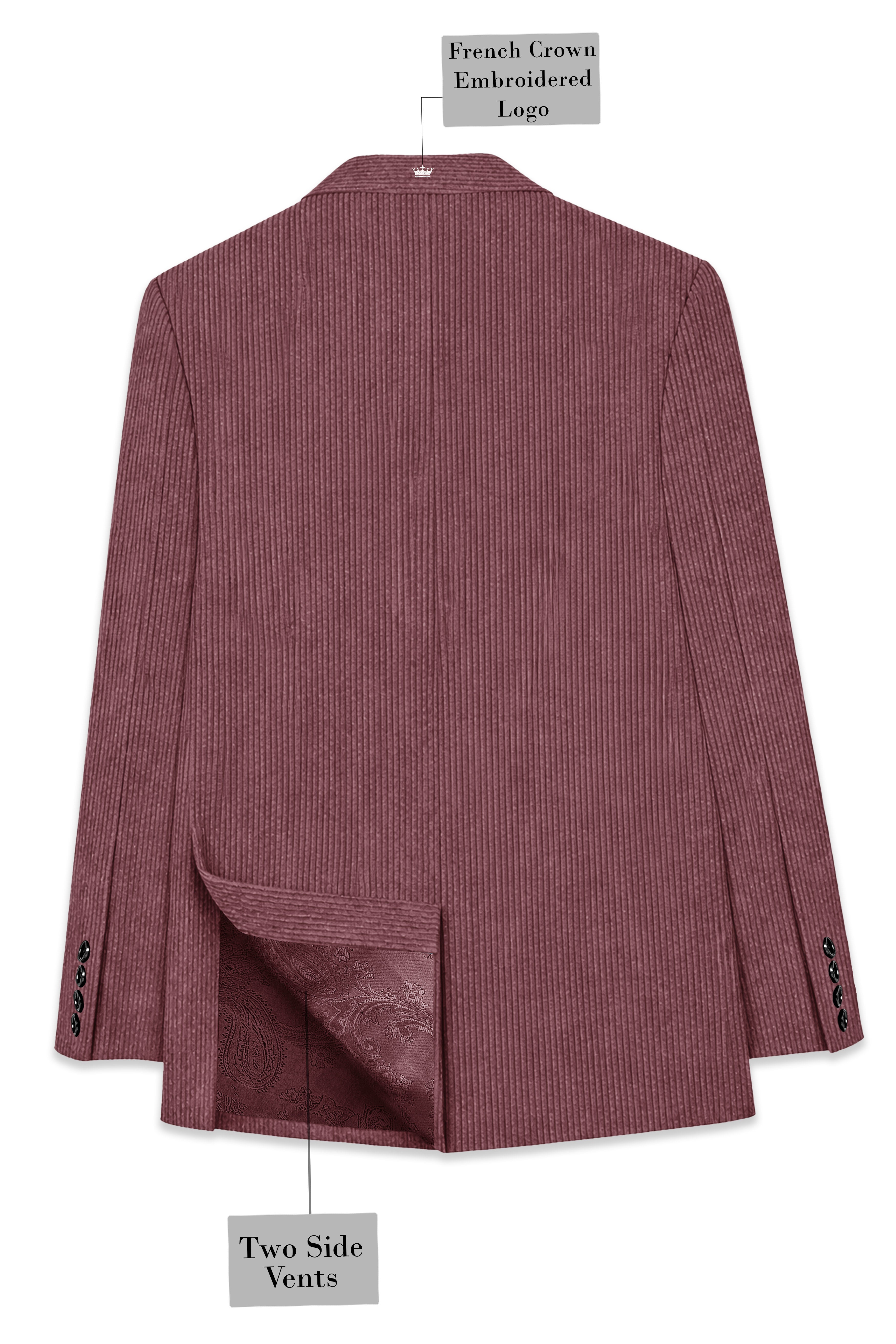 Tauzen-Rose Taupe Pink Corduroy Single Breasted Sports Suit