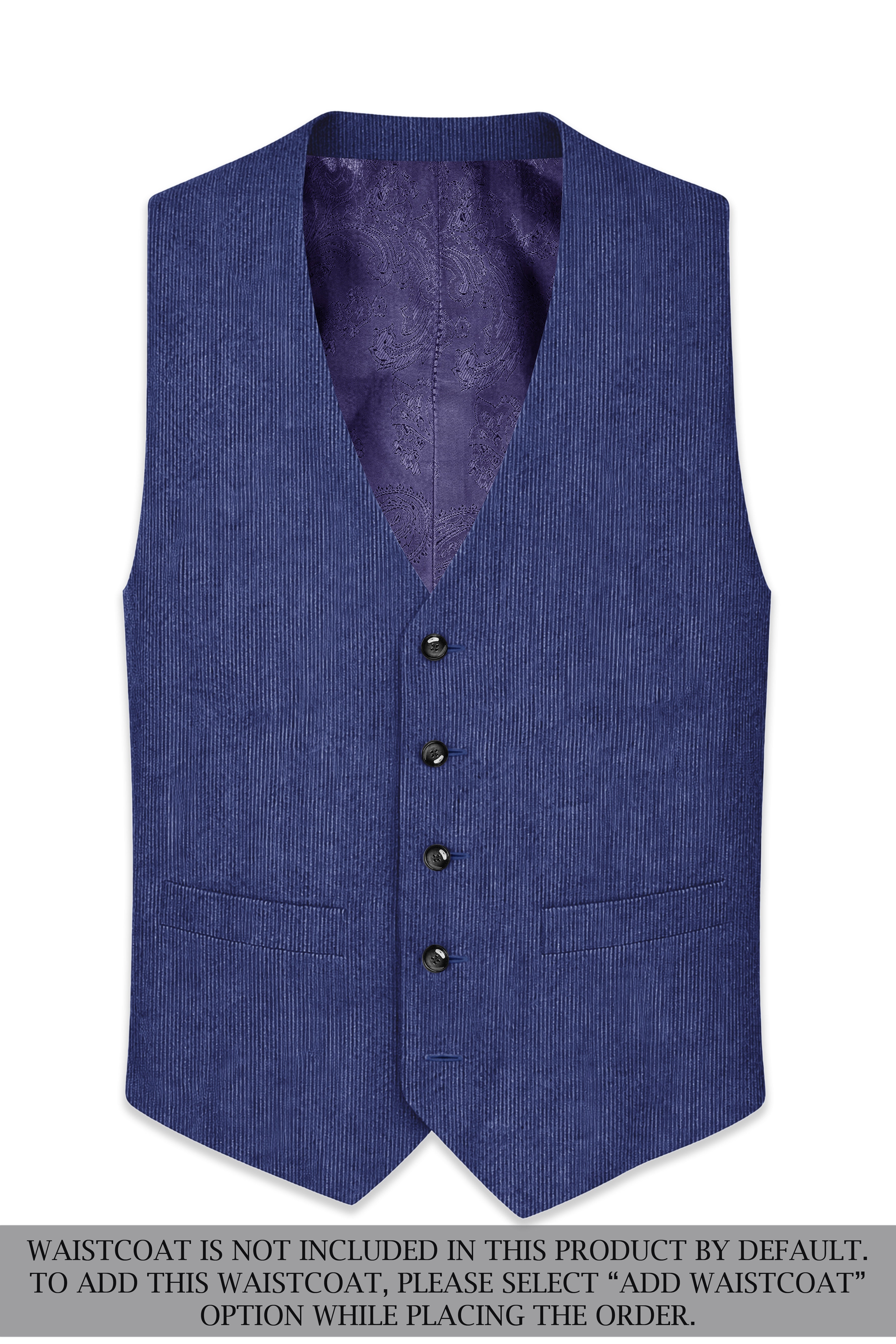 Slatzen-Slate Blue Corduroy Single Breasted Sports Suit