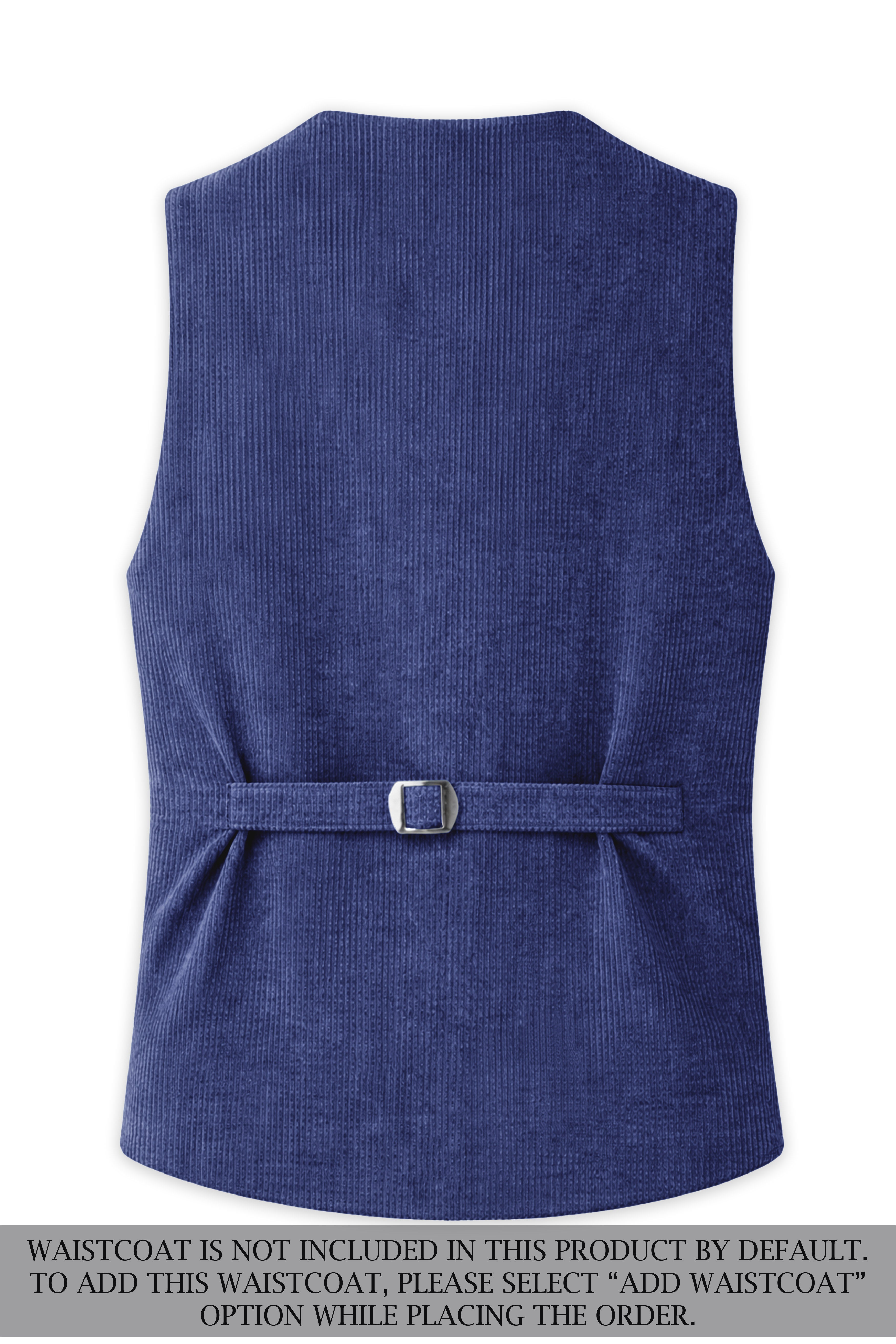 Slatzen-Slate Blue Corduroy Single Breasted Sports Suit