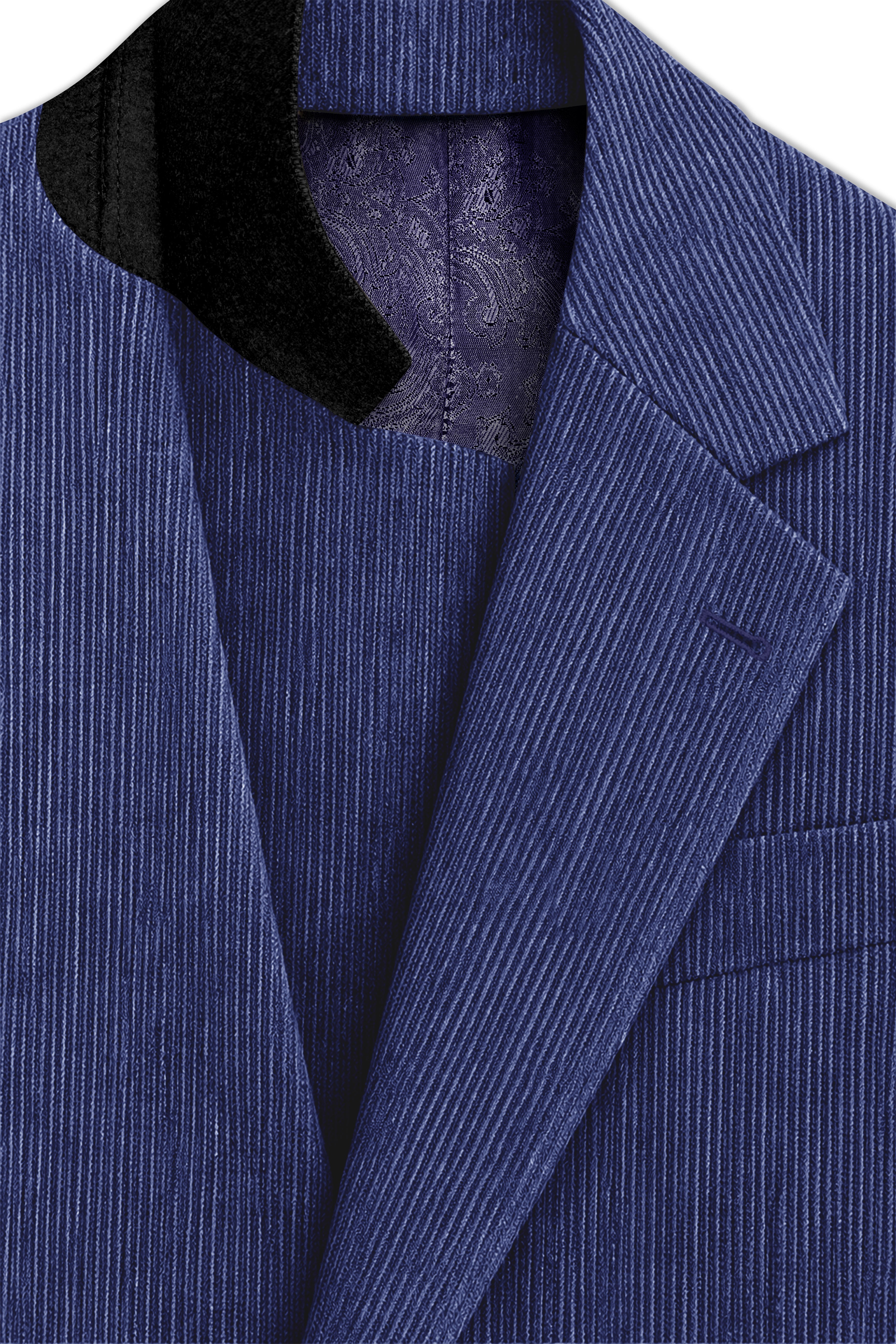 Slatzen-Slate Blue Corduroy Single Breasted Sports Suit