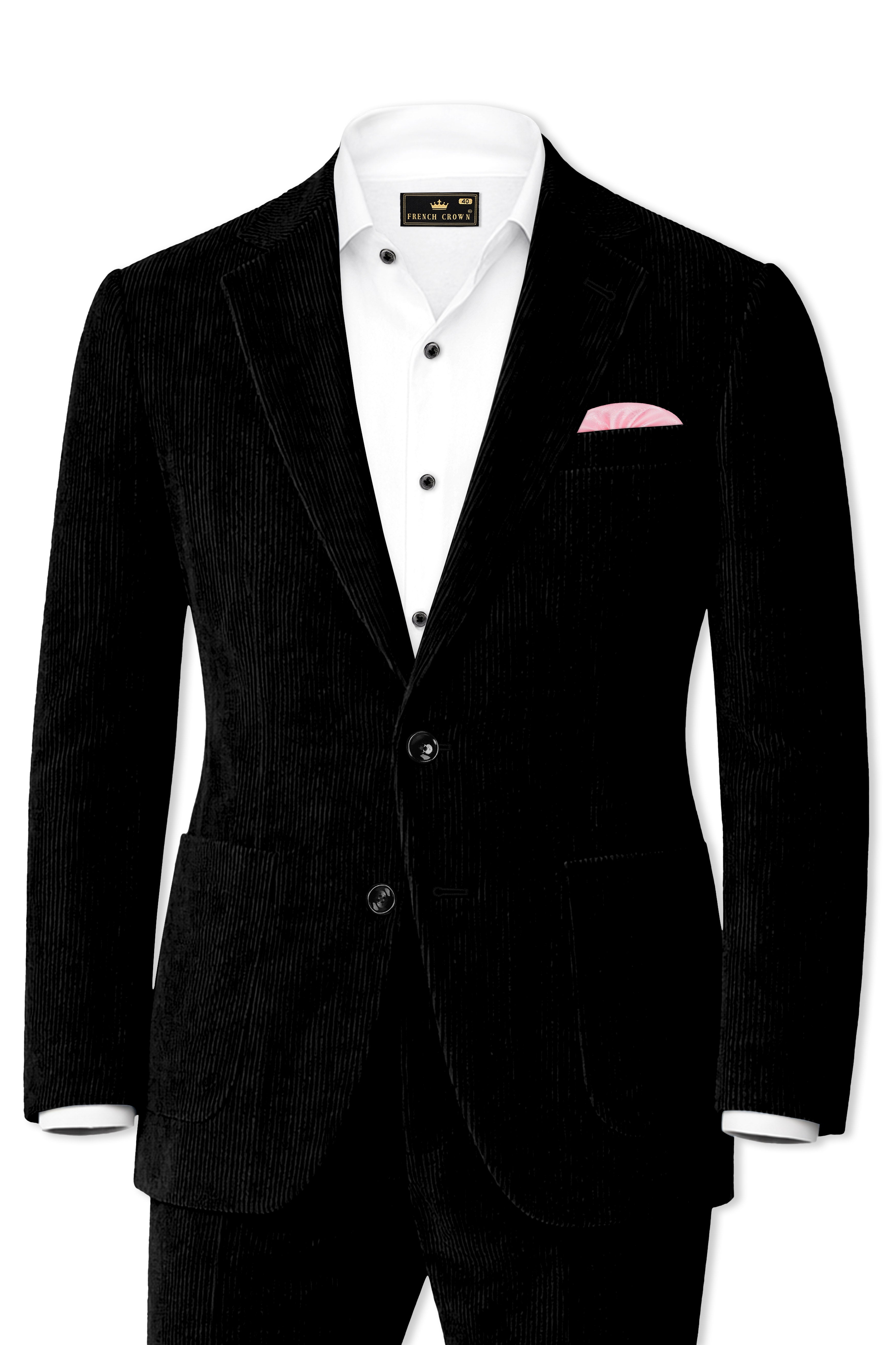 Jadenzo-Jade Black Corduroy Single Breasted Sports Suit