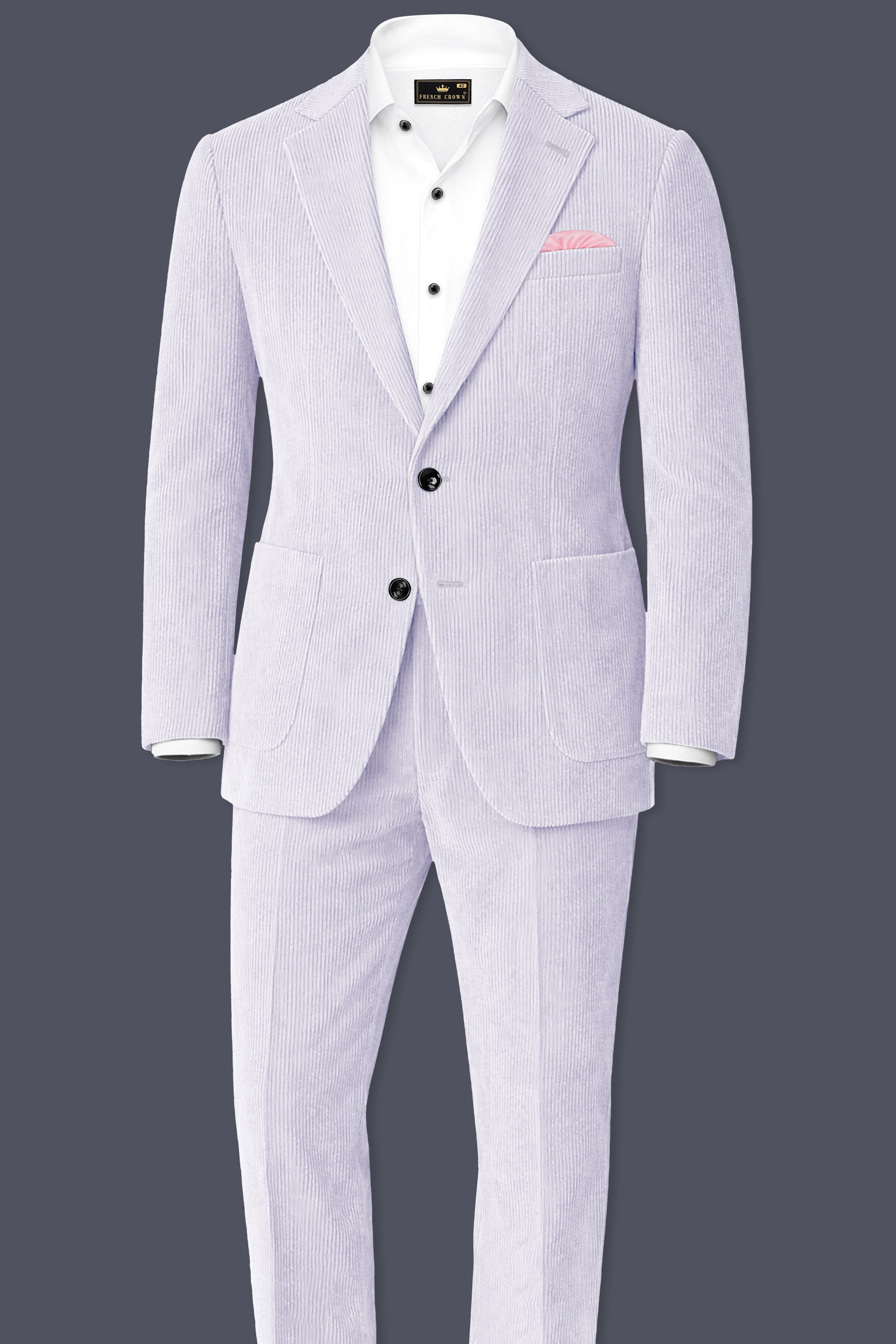 Auremerc-Mercury Gray Corduroy Single Breasted Sports Suit