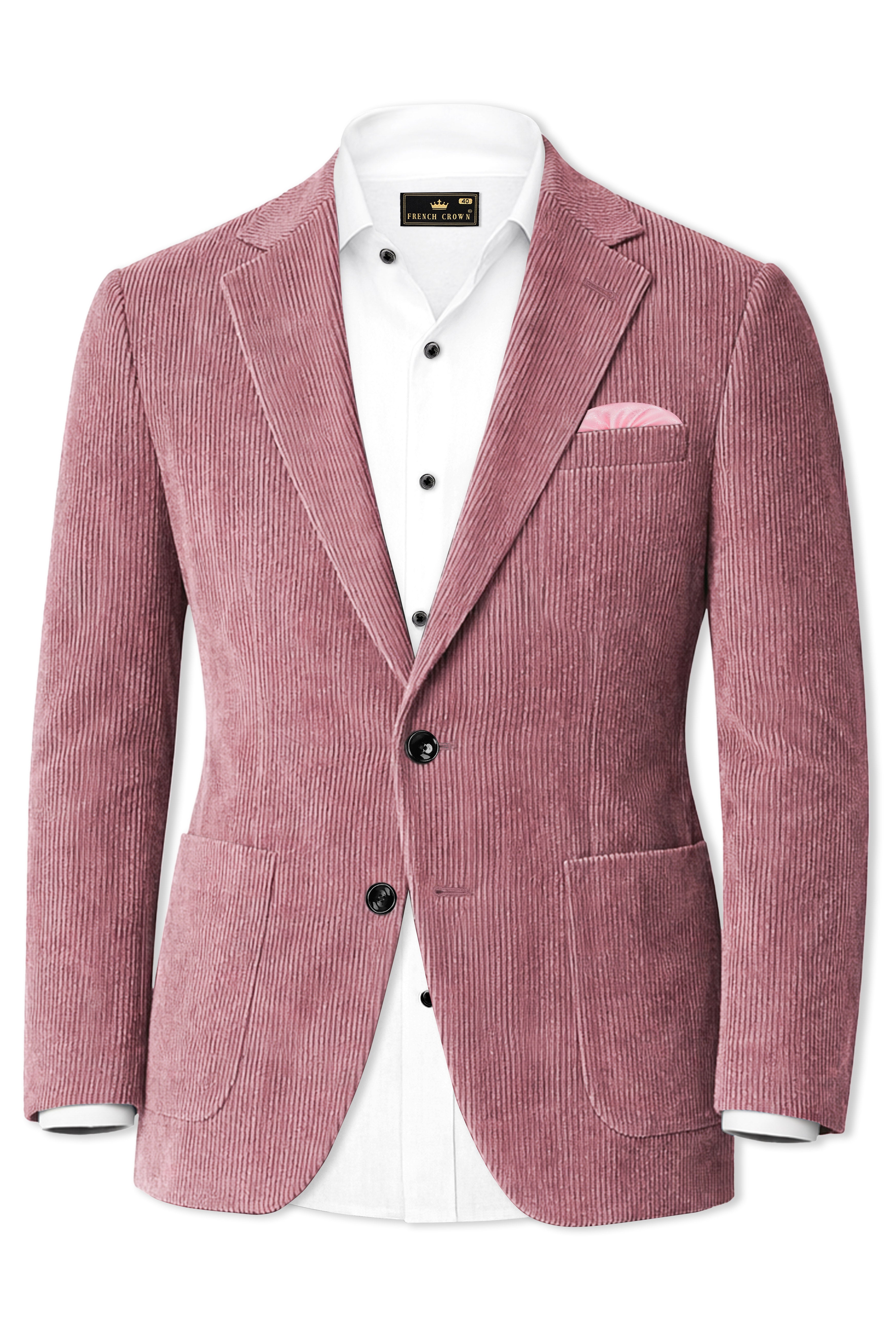 Petalux-Oriental Pink Corduroy Single Breasted Sports Suit