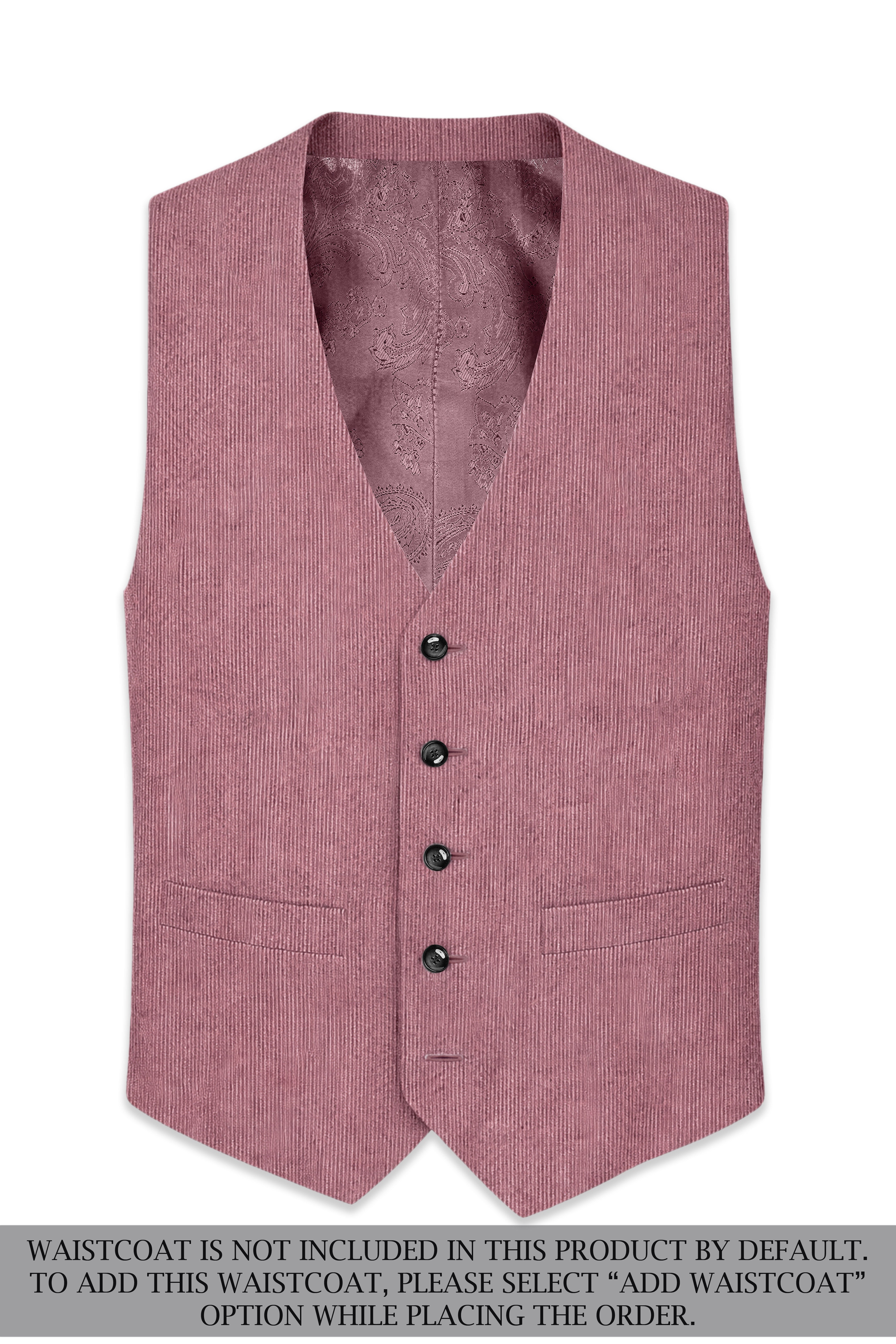 Petalux-Oriental Pink Corduroy Single Breasted Sports Suit