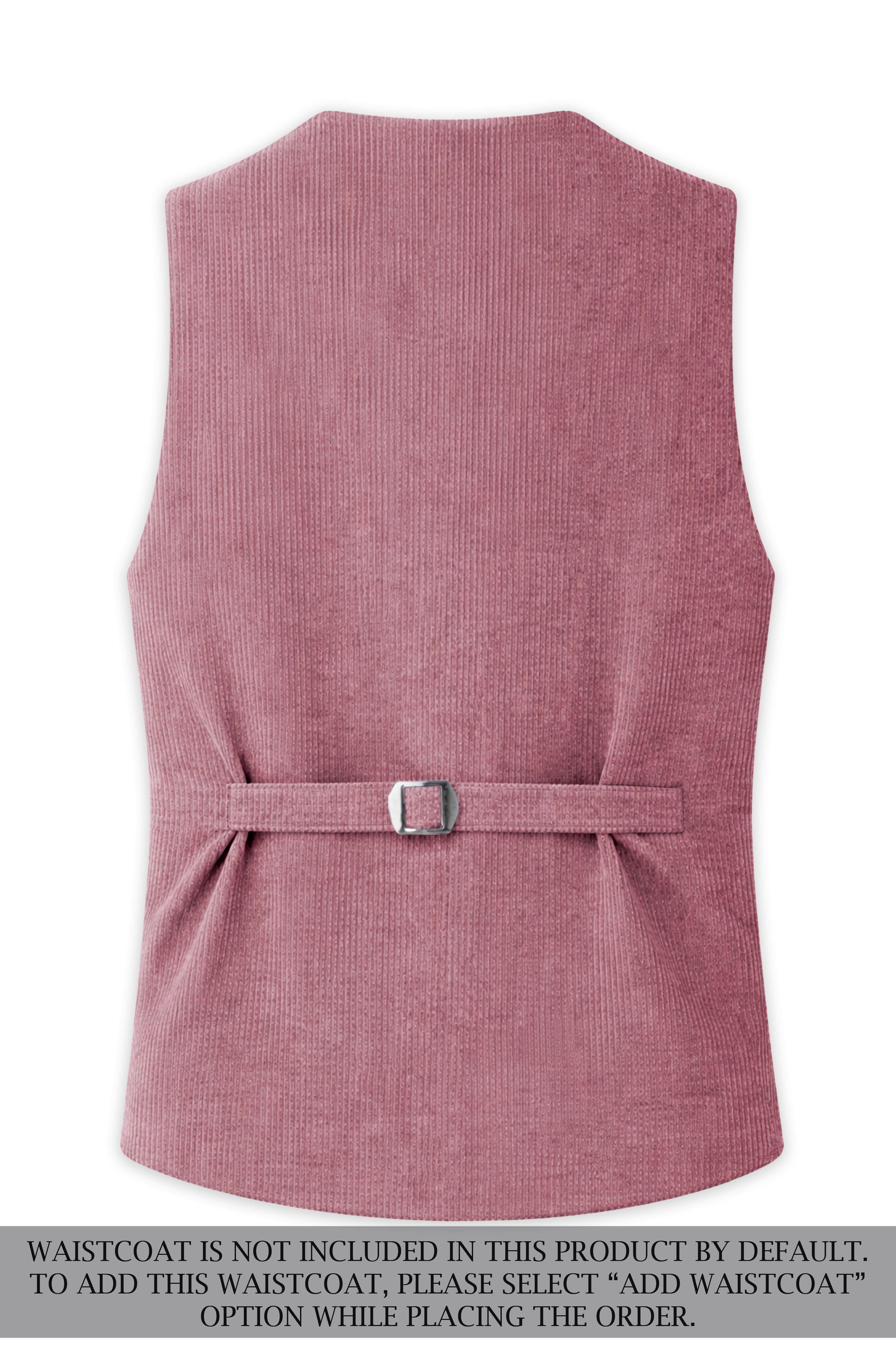 Petalux-Oriental Pink Corduroy Single Breasted Sports Suit