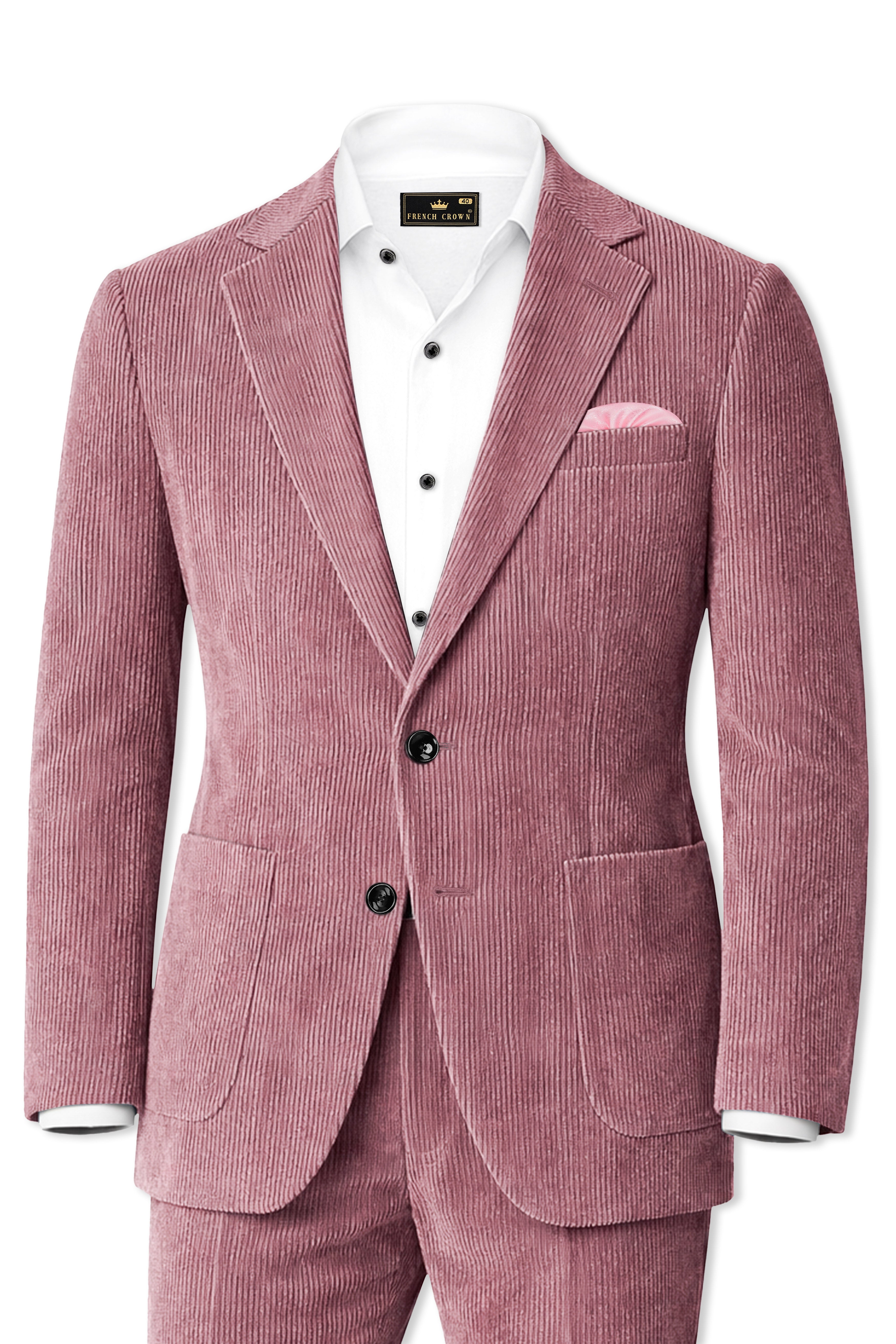 Petalux-Oriental Pink Corduroy Single Breasted Sports Suit