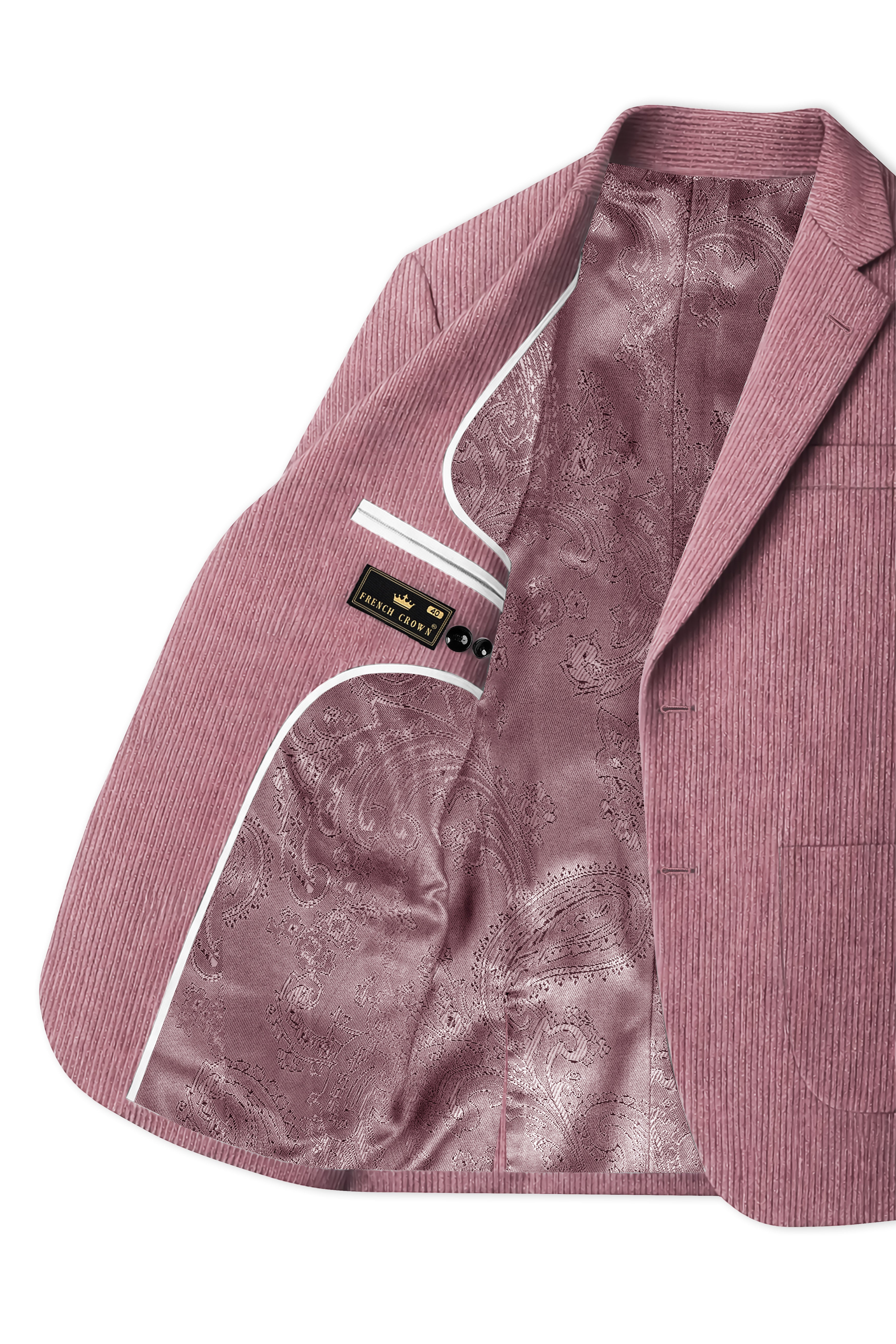 Petalux-Oriental Pink Corduroy Single Breasted Sports Suit