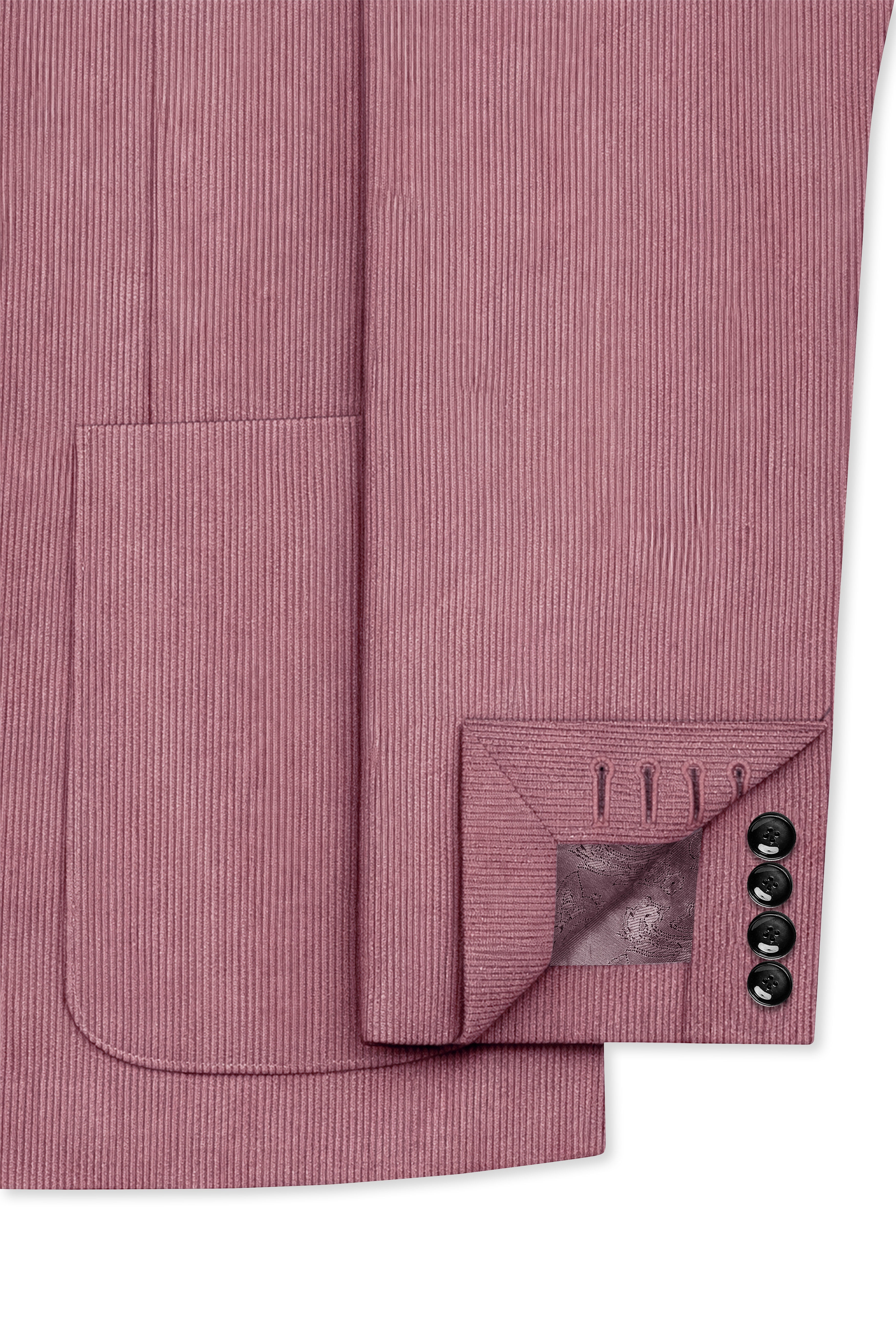 Petalux-Oriental Pink Corduroy Single Breasted Sports Suit