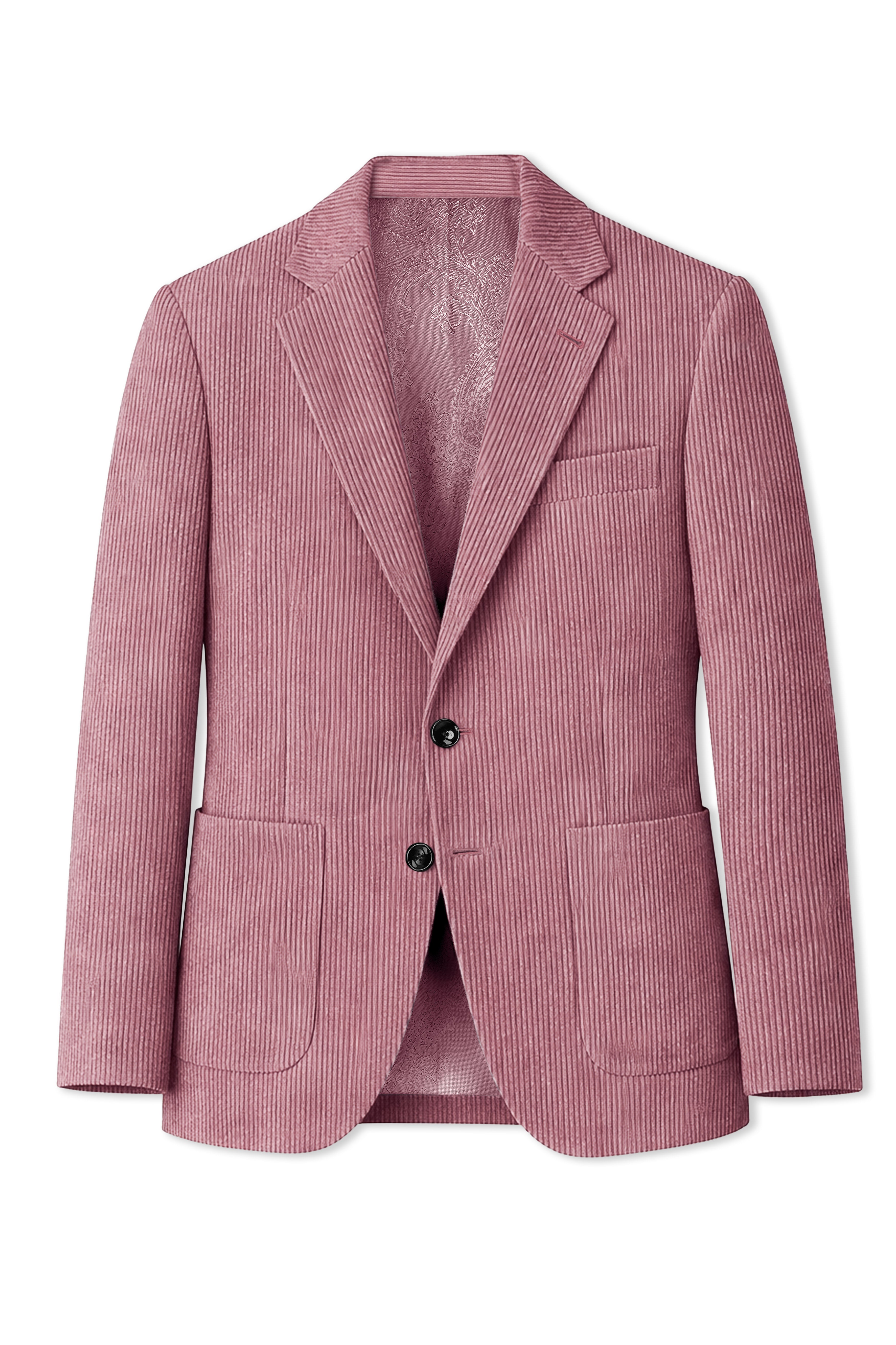 Petalux-Oriental Pink Corduroy Single Breasted Sports Suit