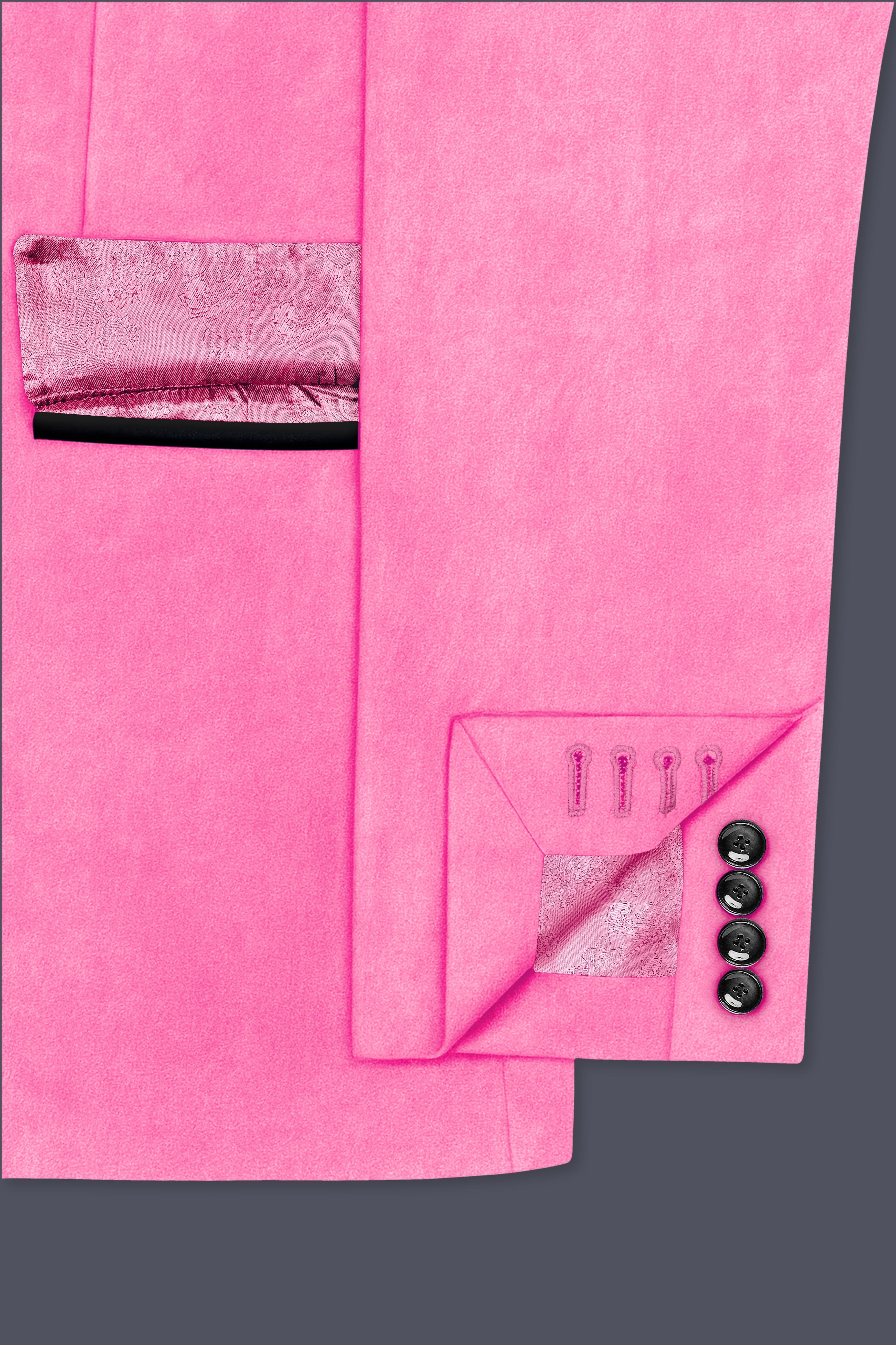 Regalis-Carnation Pink Velvet Peak Lapel Tuxedo Suit